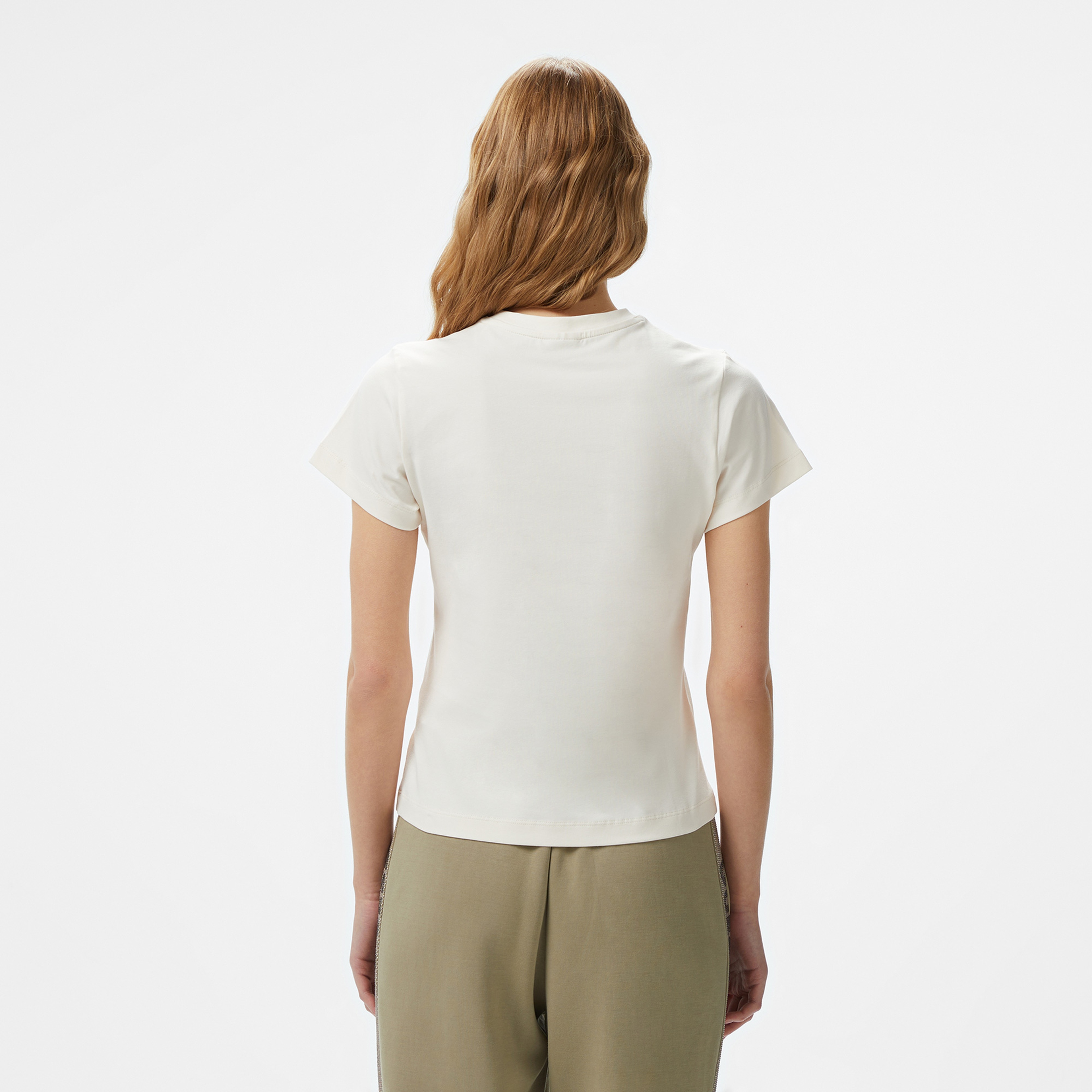 Guess Colette Org Heavy 240 Kadın Krem T-Shirt