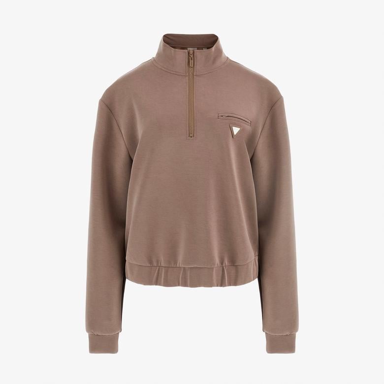 Guess Olympe Half Zip Eco Modal Midweight Scuba Kadın Renkli Sweatshirt