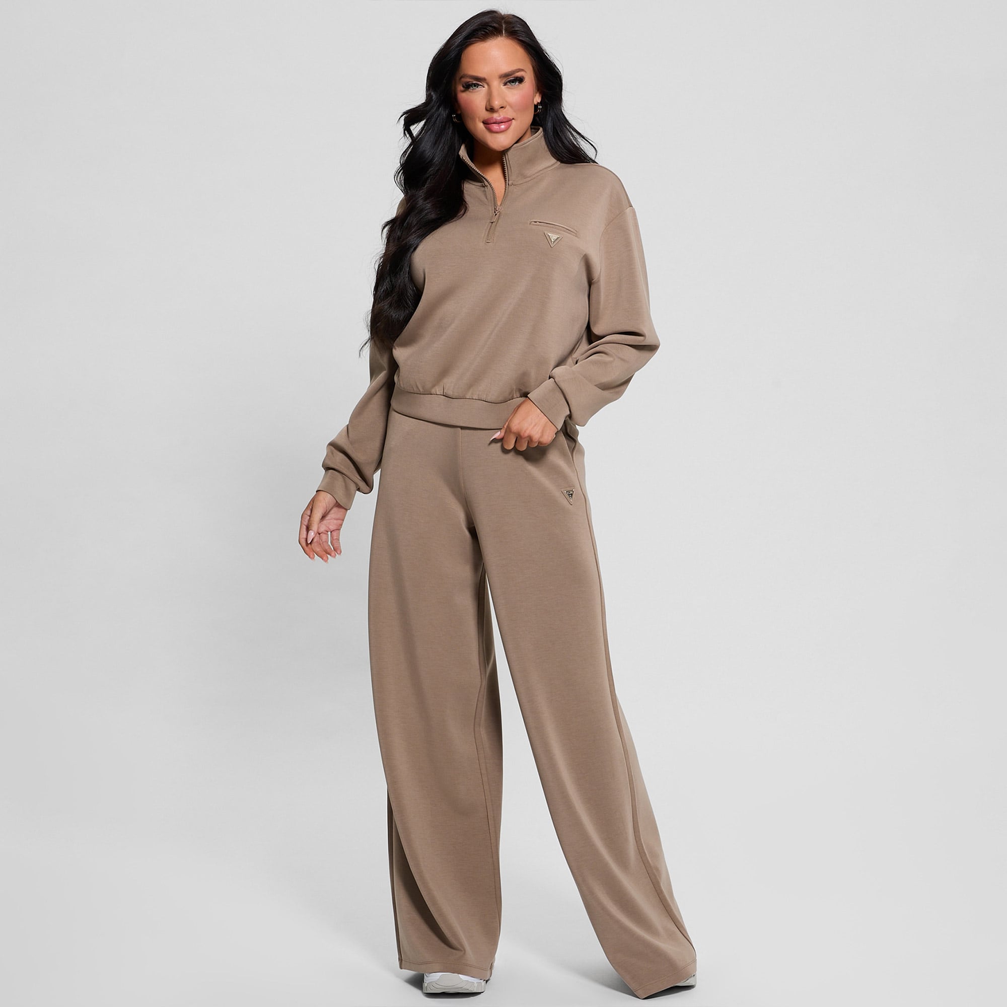 Guess Olympe Half Zip Eco Modal Midweight Scuba Kadın Renkli Sweatshirt