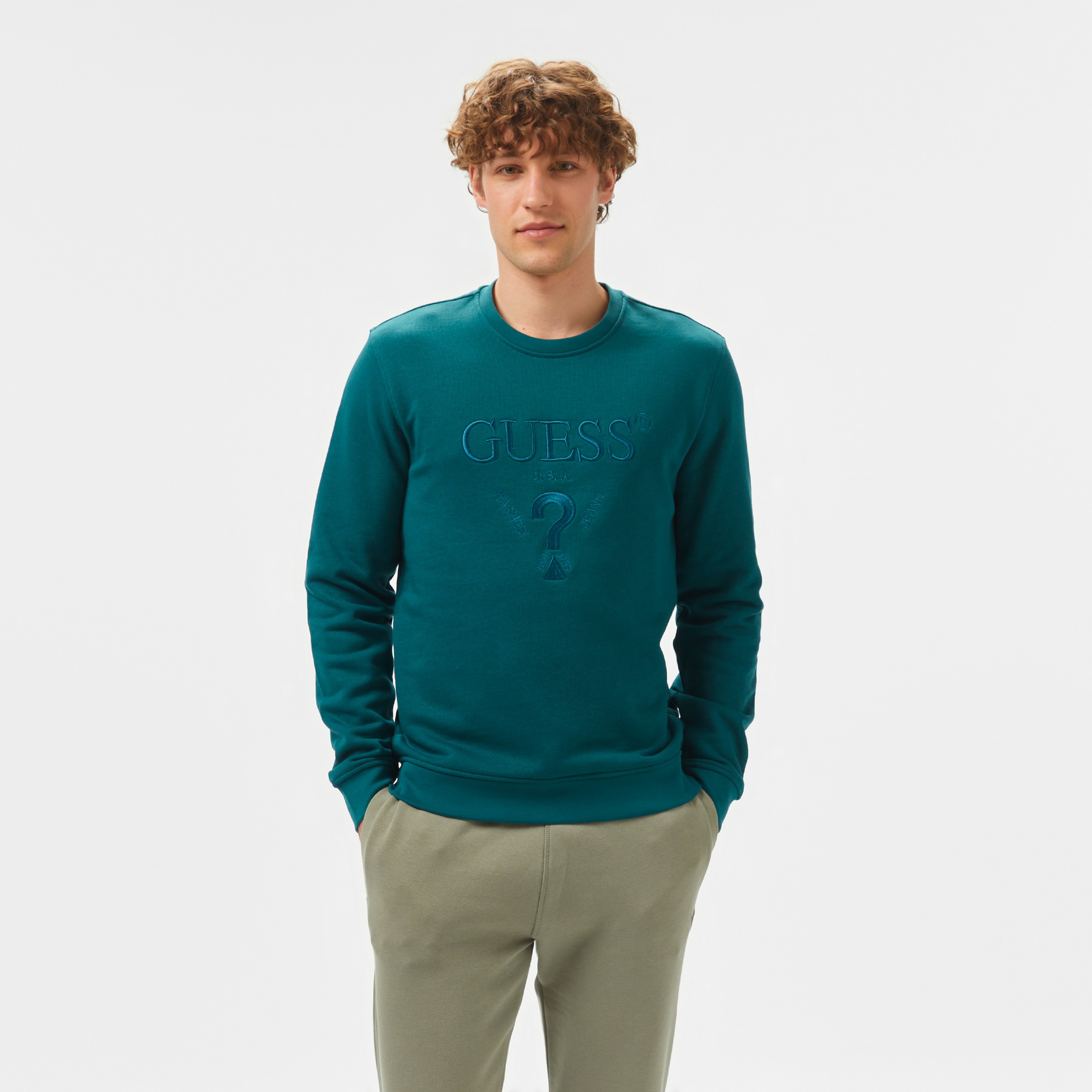 Guess Beau Cn Org Terry 395 Erkek Renkli Sweatshirt