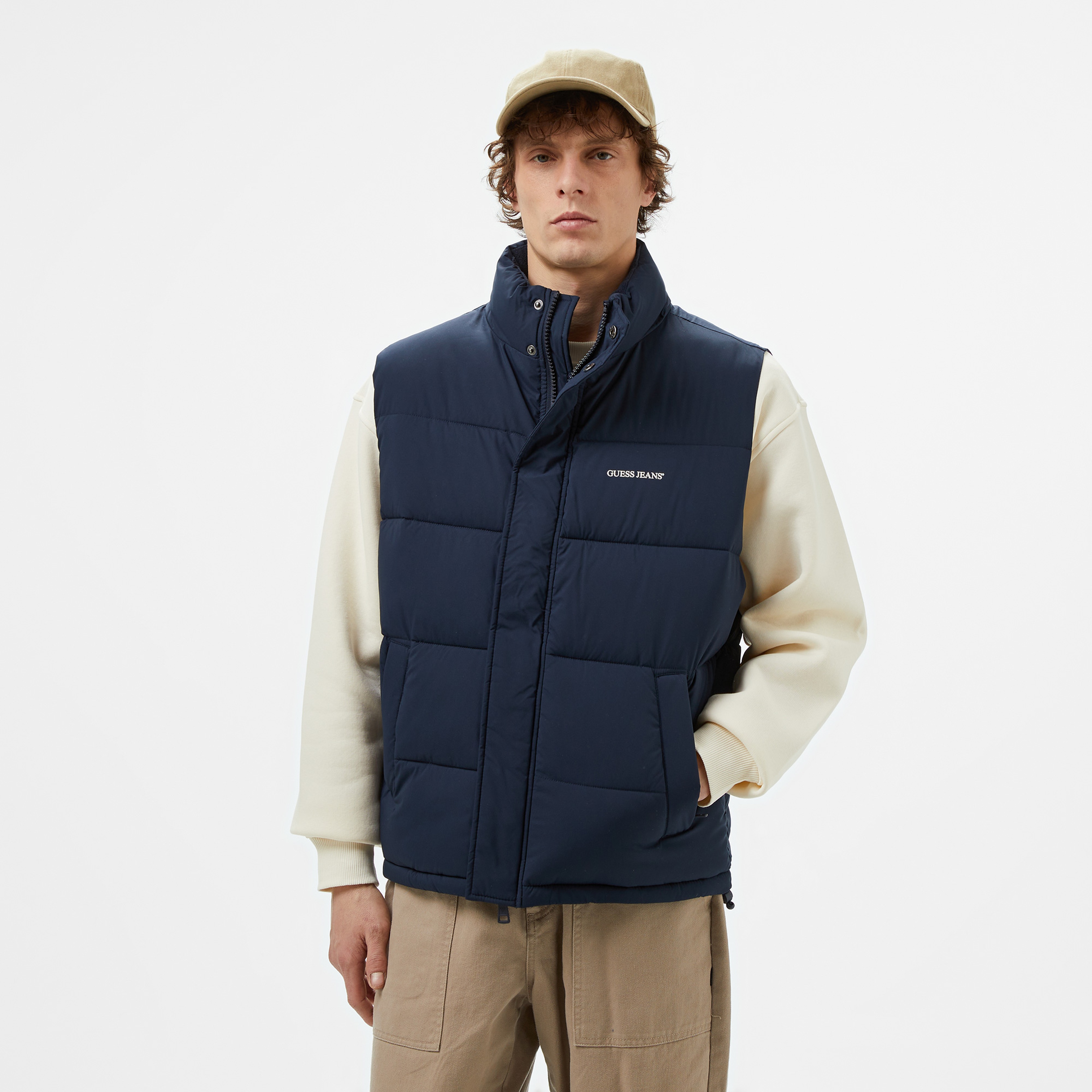 Guess ReLenght Vest Coated Light Poly Erkek Lacivert Yelek