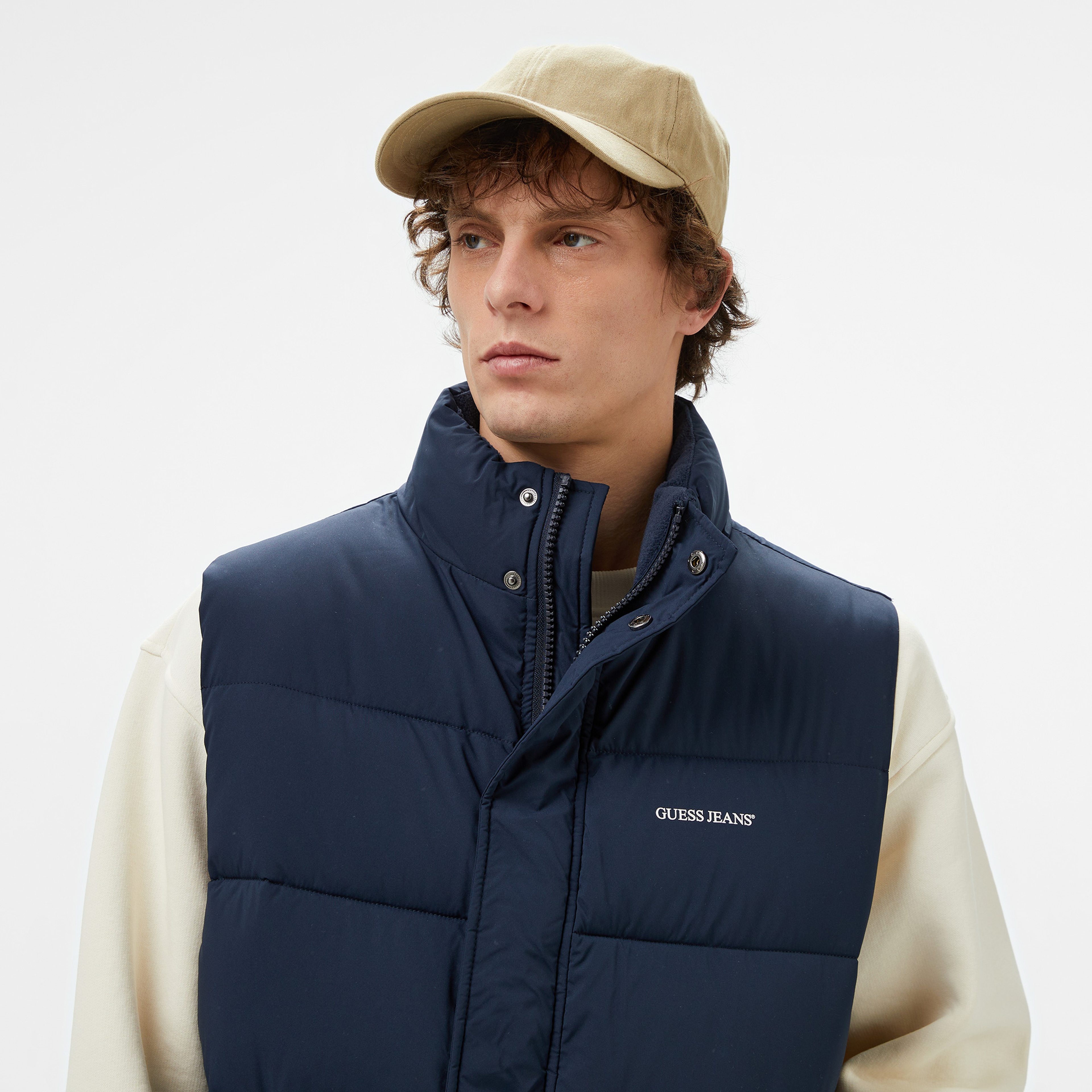 Guess ReLenght Vest Coated Light Poly Erkek Lacivert Yelek