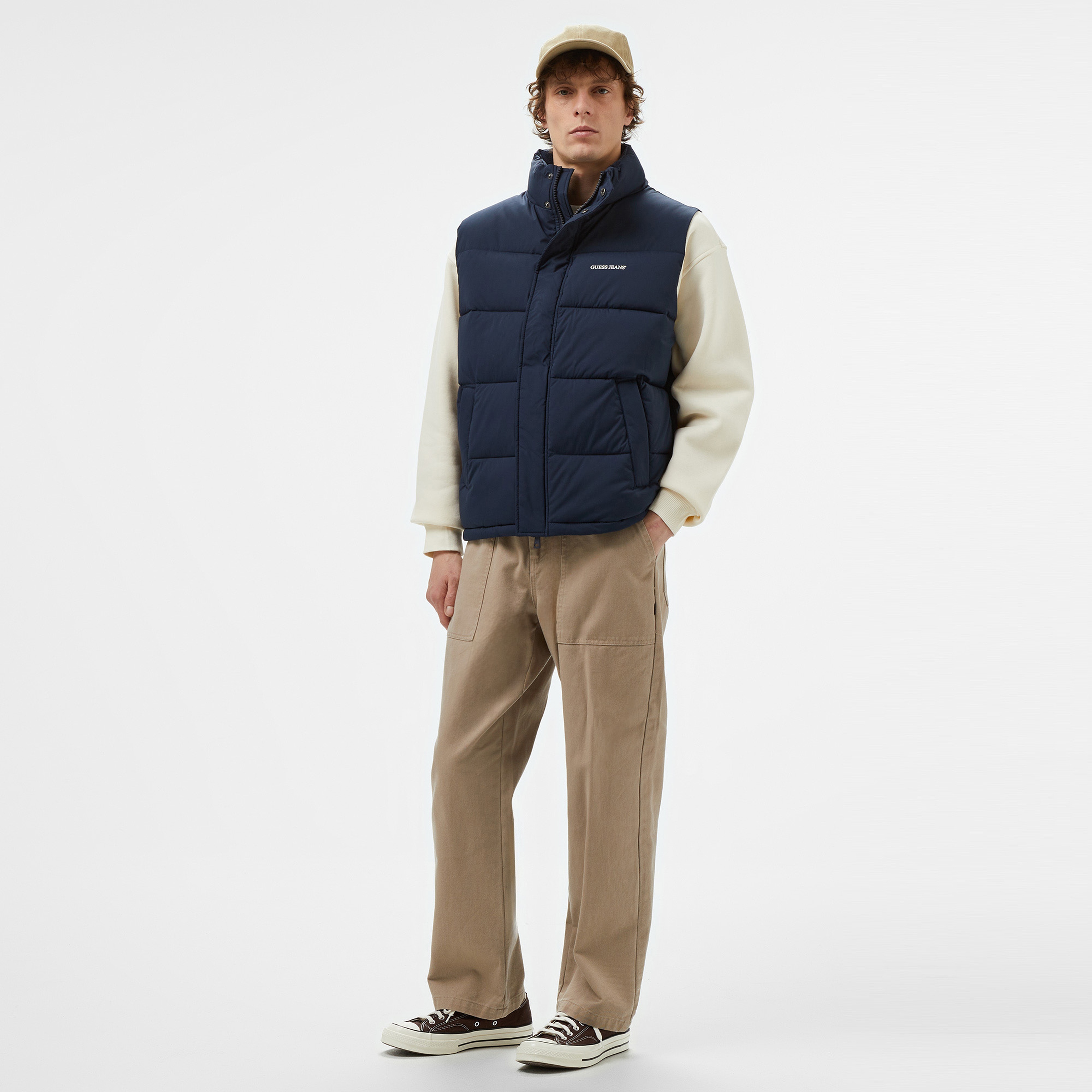 Guess ReLenght Vest Coated Light Poly Erkek Lacivert Yelek