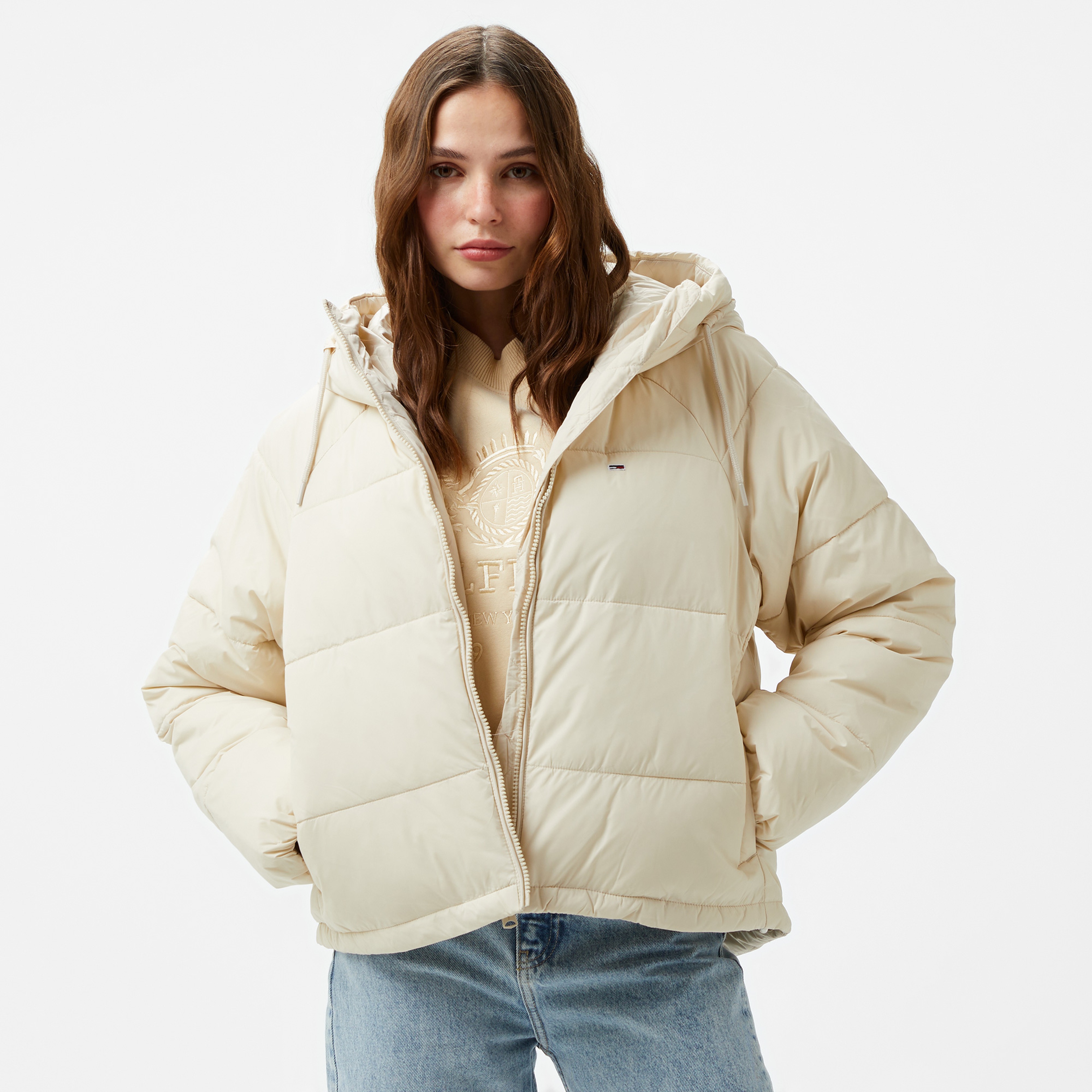 Tommy Jeans Kadın Bej Mont