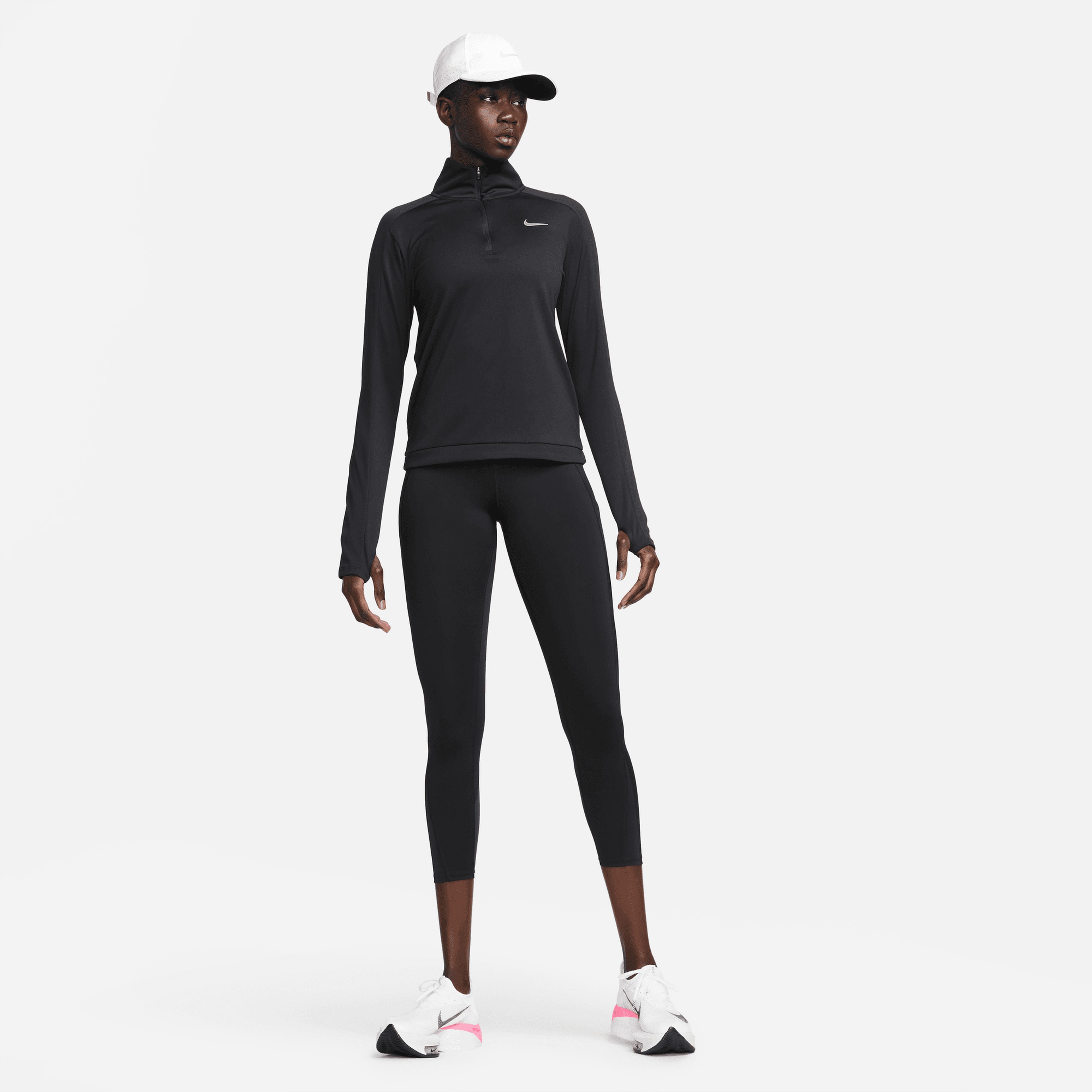 Nike Dri-FIT Pacer Half-Zip Kadın Siyah Sweatshirt