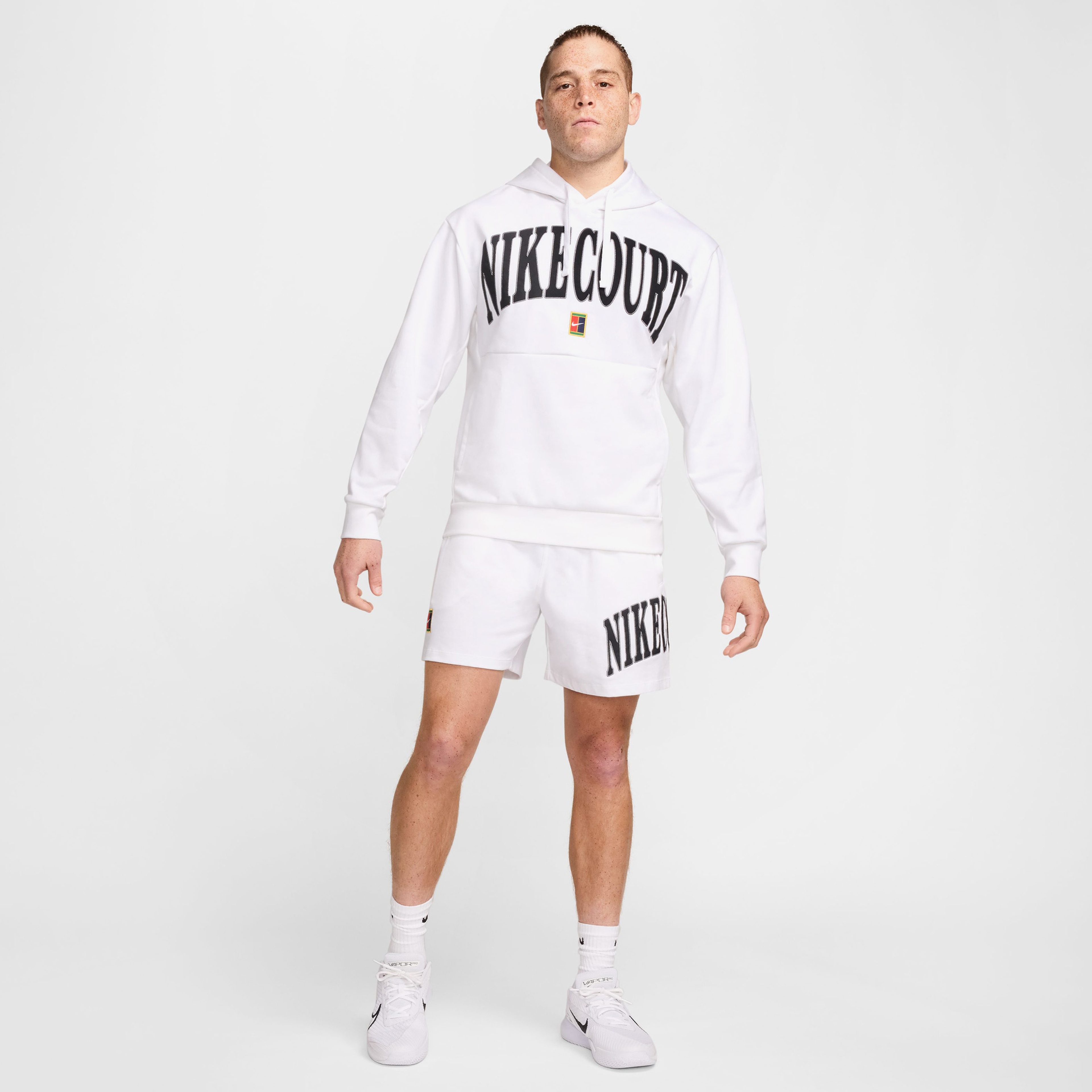 Nike Court Dri-Fit Fleece Heritage Erkek Beyaz Sweatshirt