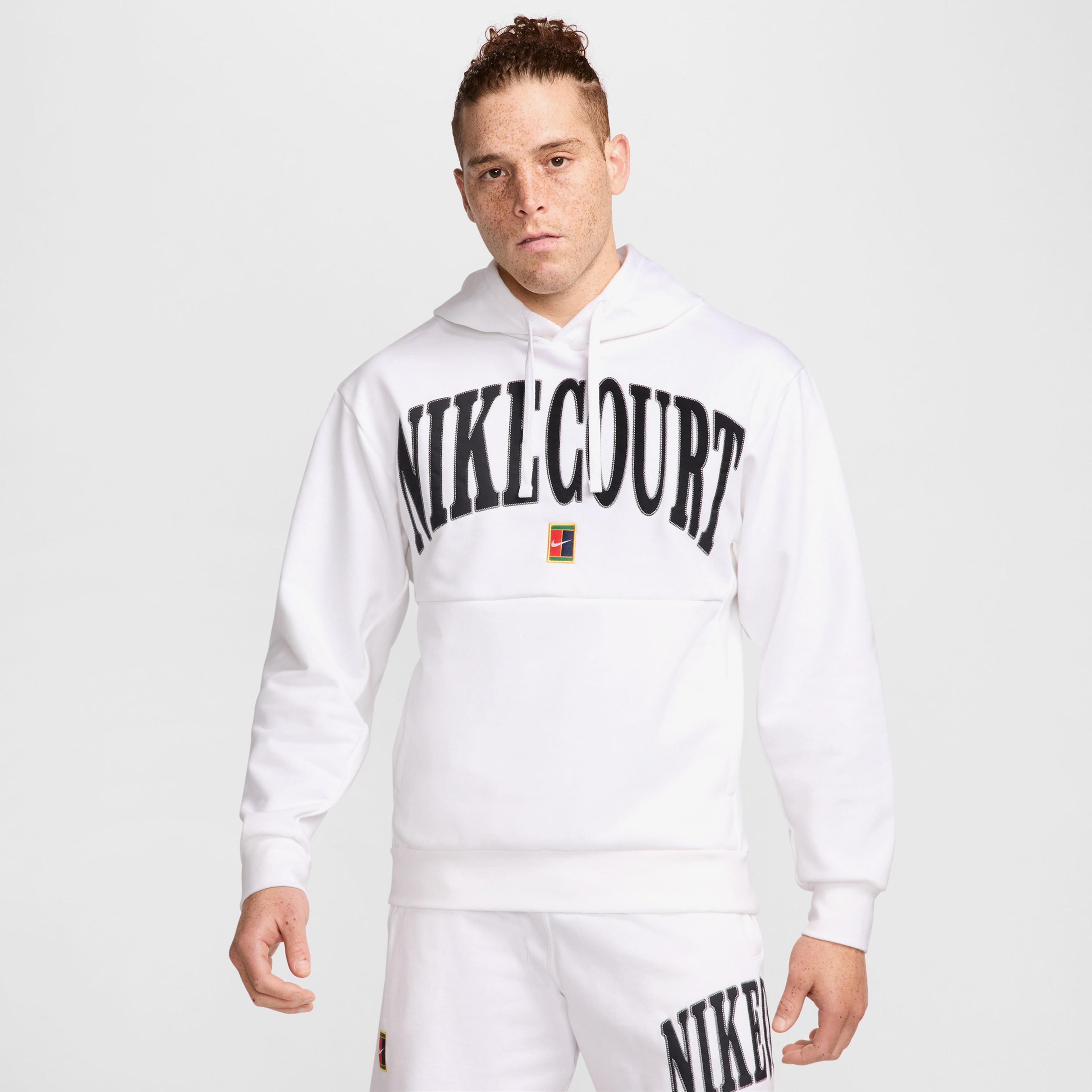 Nike Court Dri-Fit Fleece Heritage Erkek Beyaz Sweatshirt