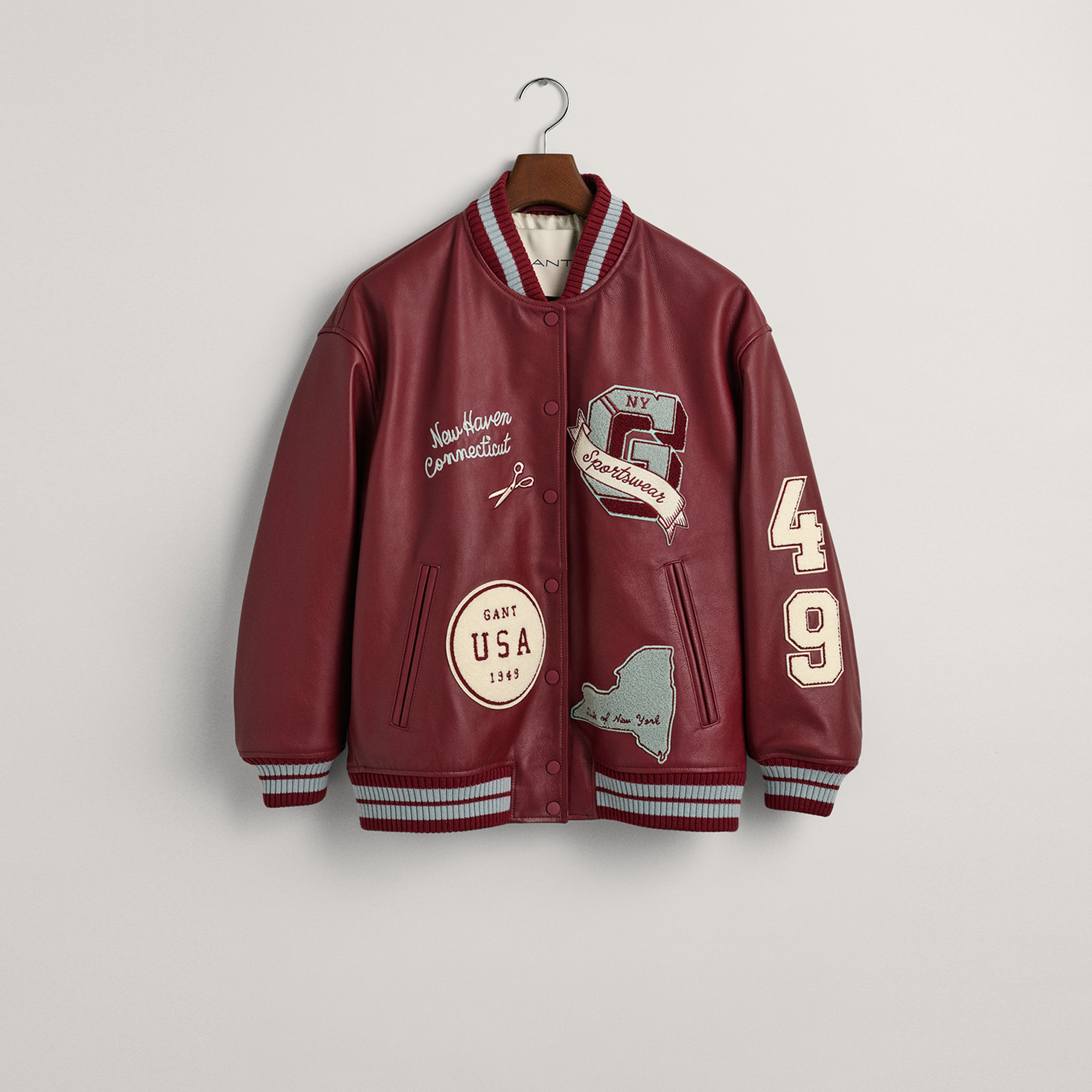 GANT Kadın Bordo Oversize Fit Logolu Bomber Ceket