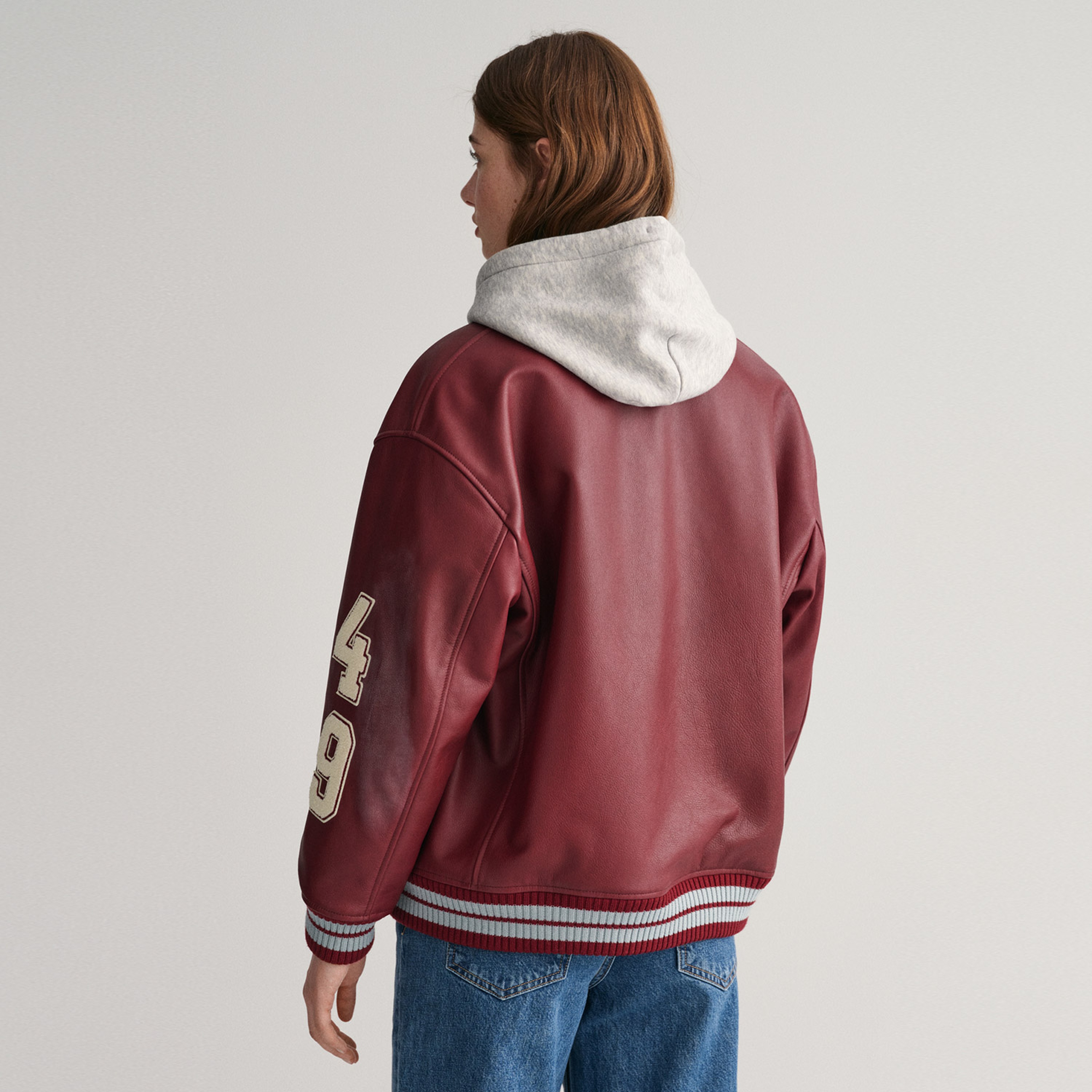 GANT Kadın Bordo Oversize Fit Logolu Bomber Ceket