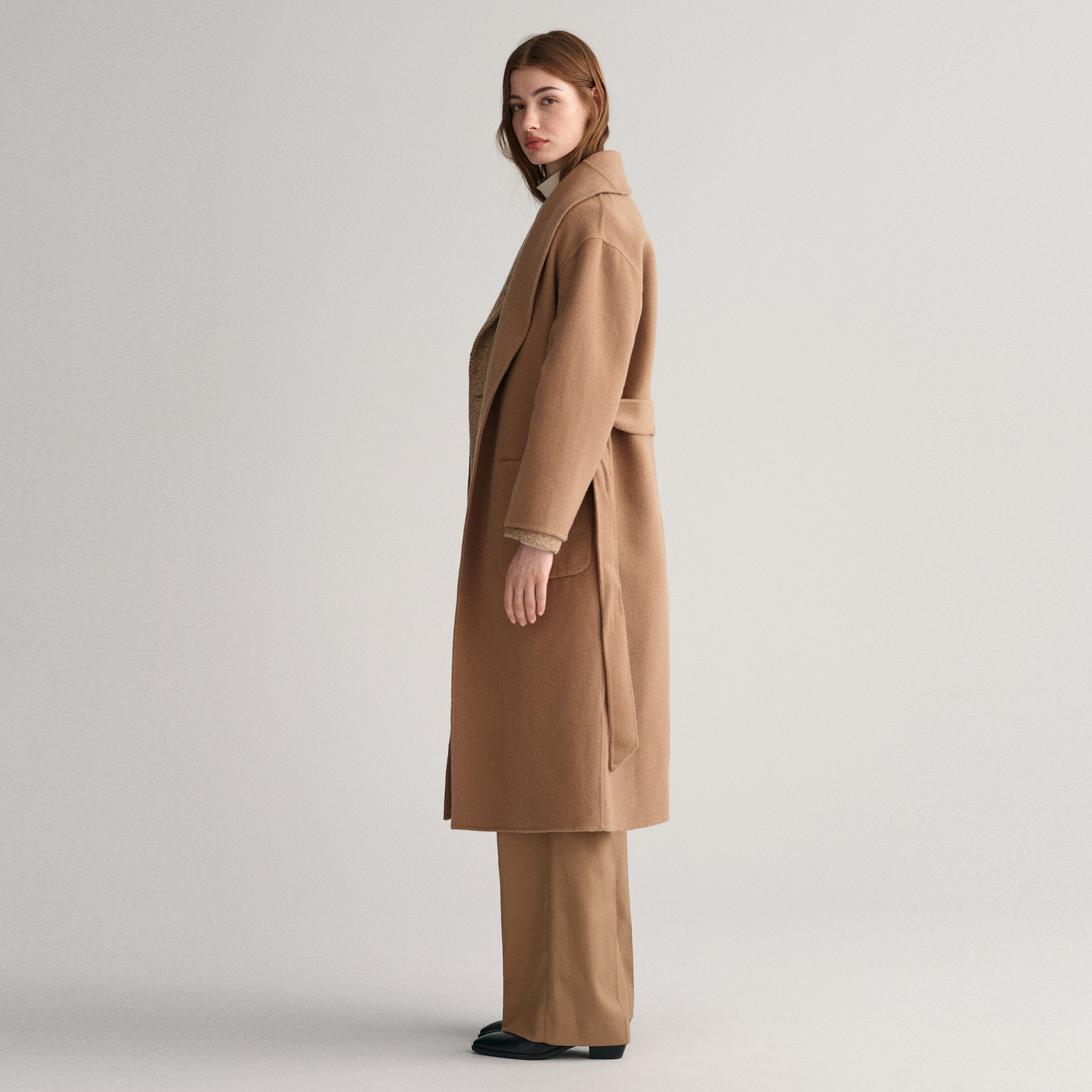 GANT Kadın Kahverengi Oversize Fit Klasik Yaka Kaban