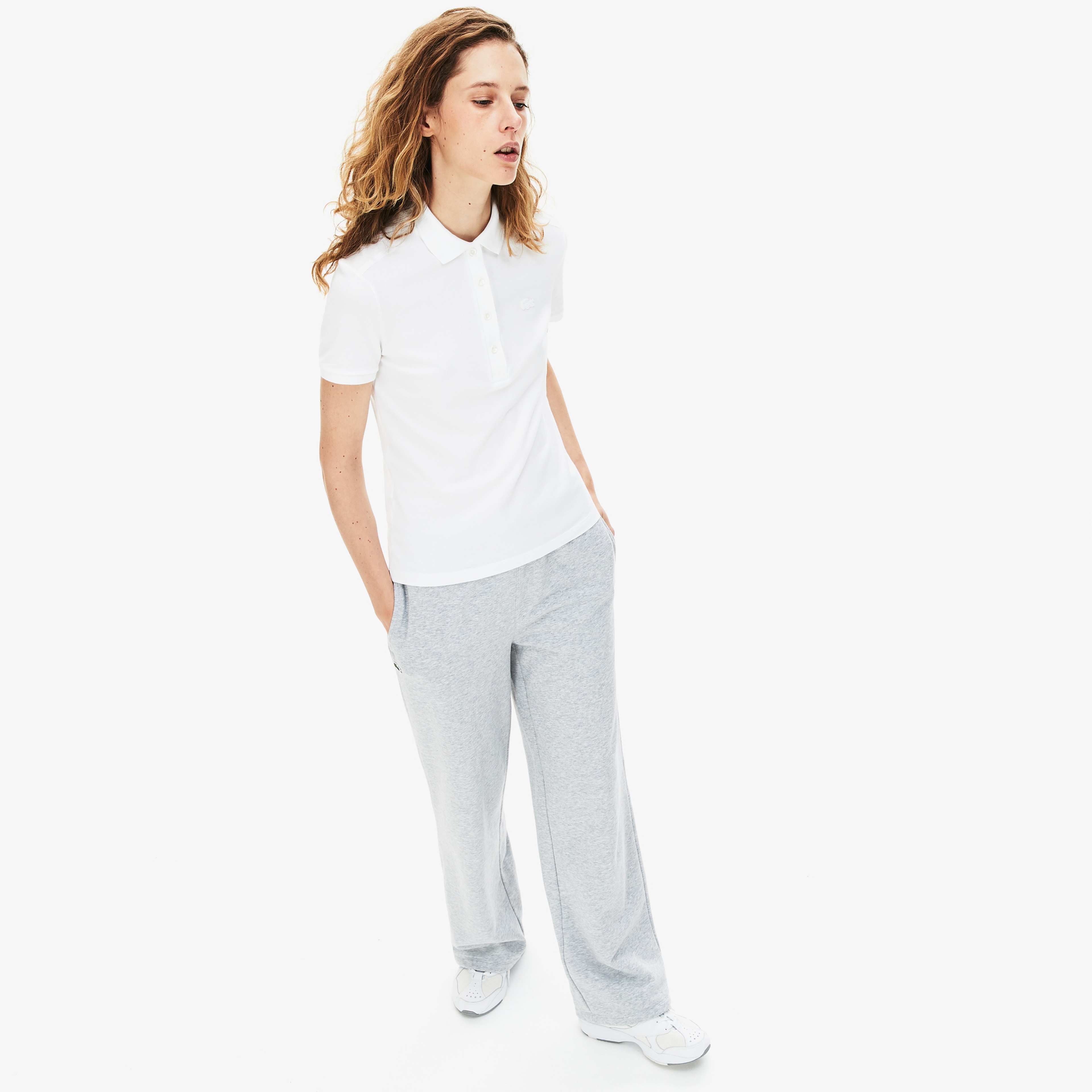 L.12.D Kadın Slim Fit Beyaz Polo