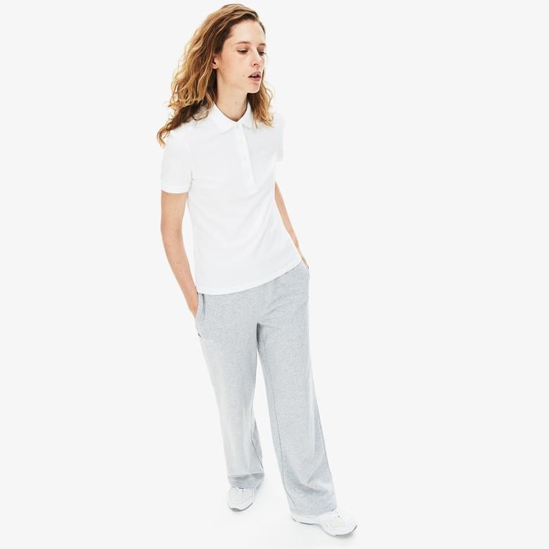 L.12.D Kadın Slim Fit Beyaz Polo