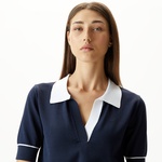 Nautica Kadın Lacivert Relaxed Fit Kısa Kollu Triko