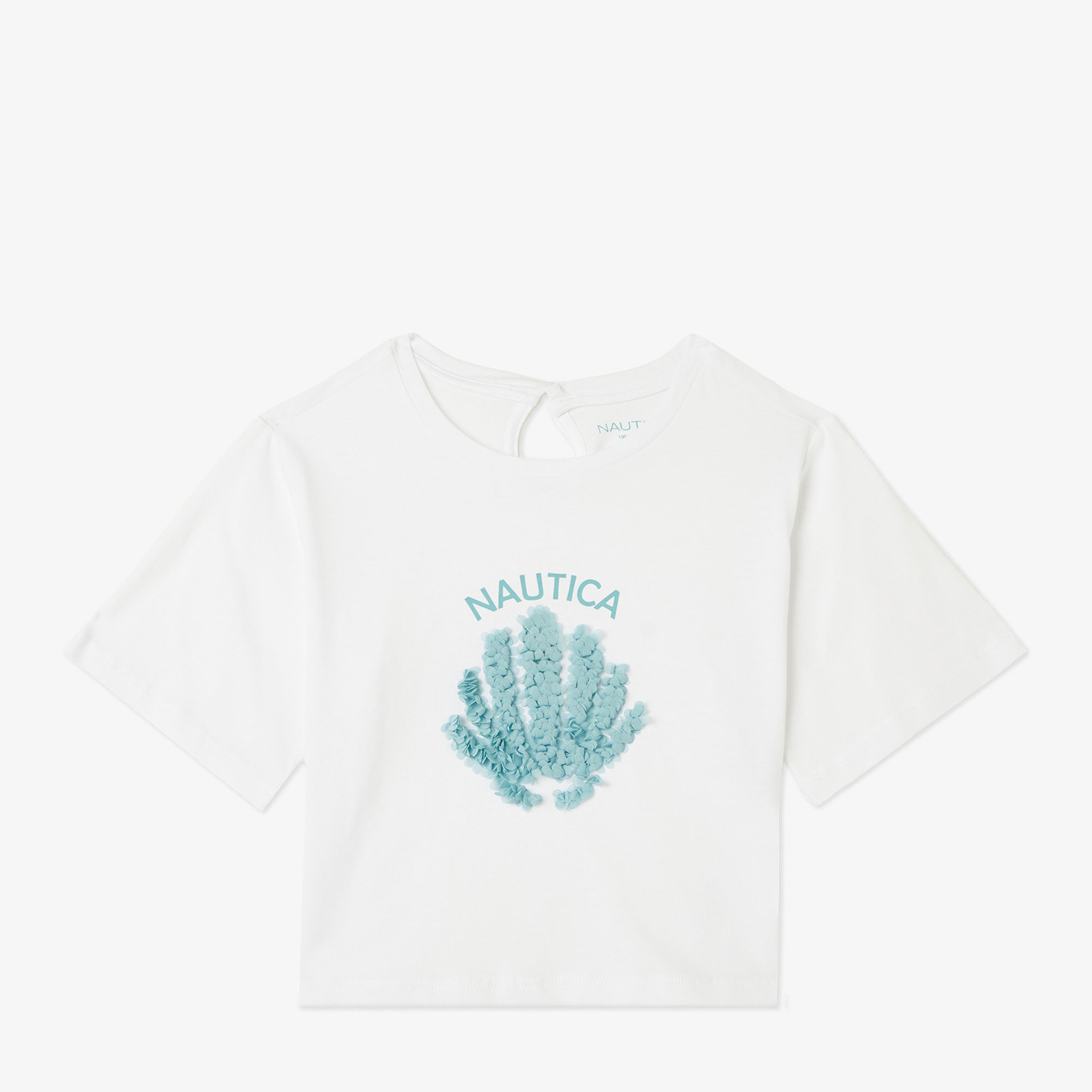 Nautica Kız Çocuk Beyaz Relaxed Fit T-Shirt