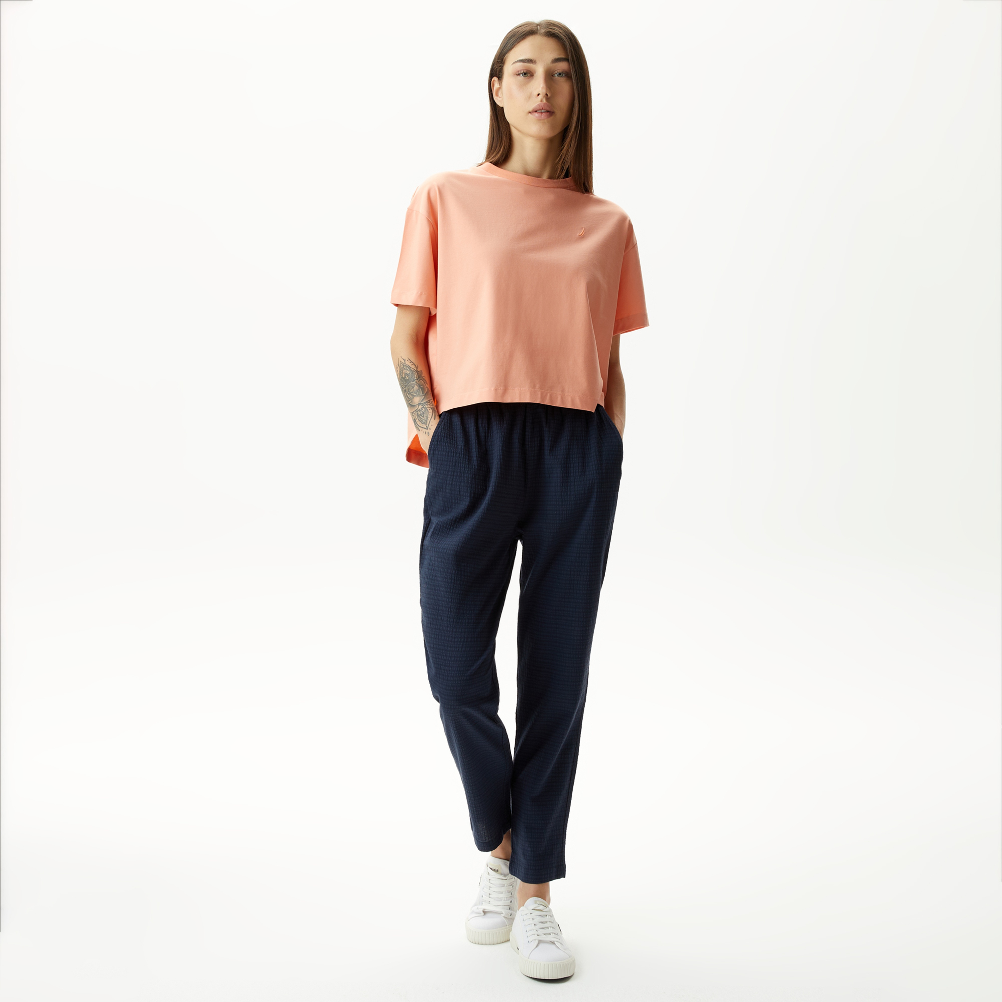 Nautica Kadın Turuncu Relaxed Fit T-Shirt