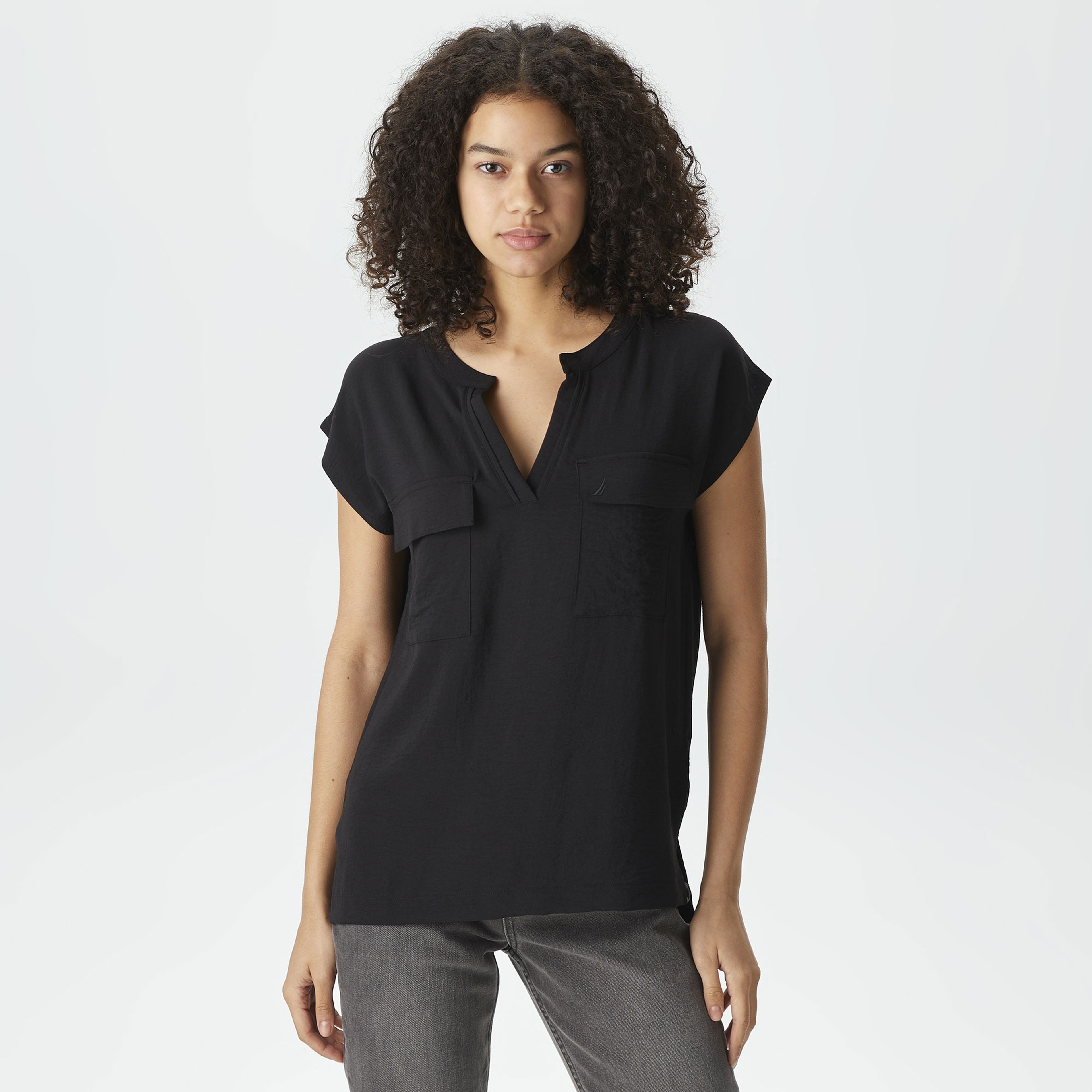 Nautica Kadın Siyah Relaxed Fit Bluz