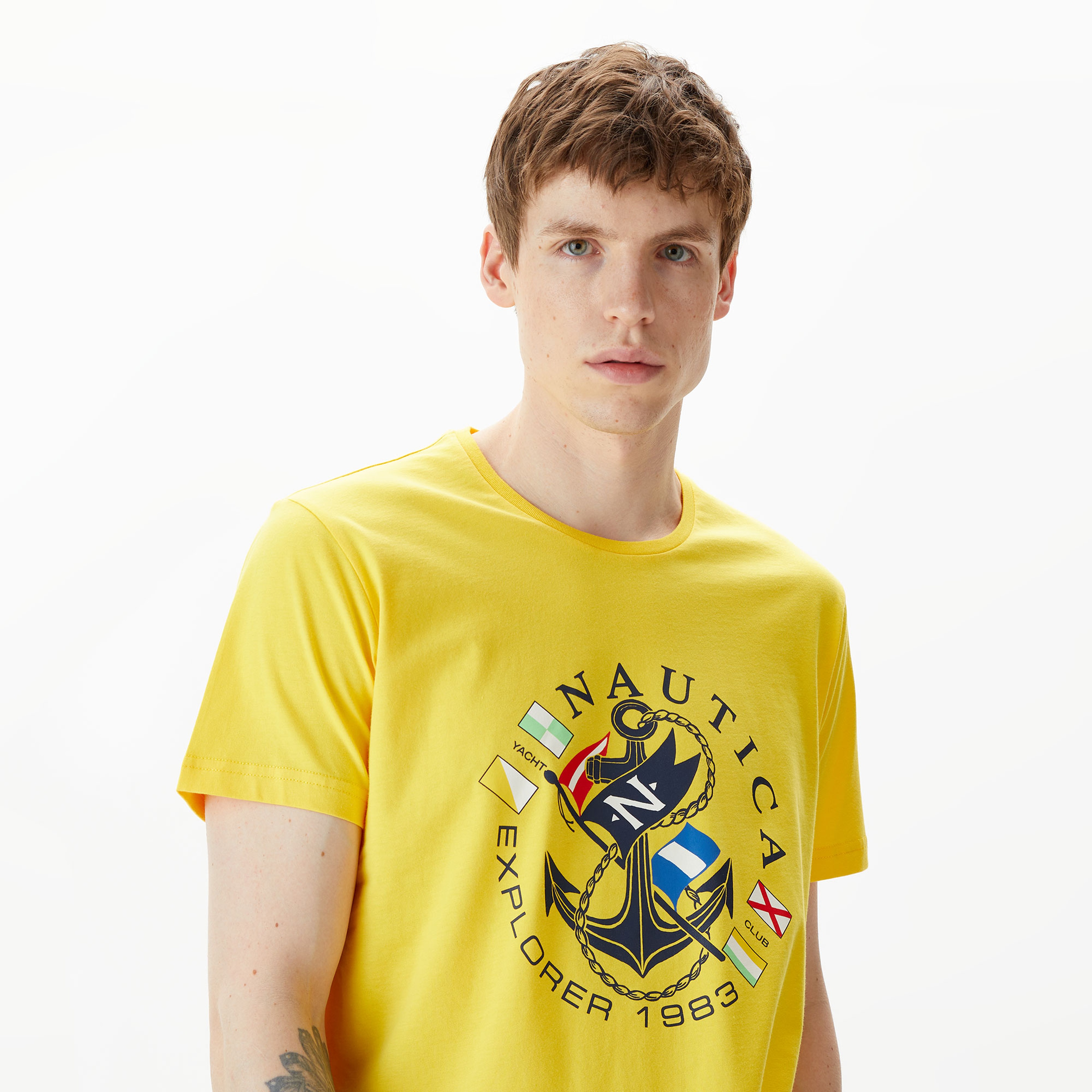 Nautica Erkek Sarı Standart Fit T-Shirt