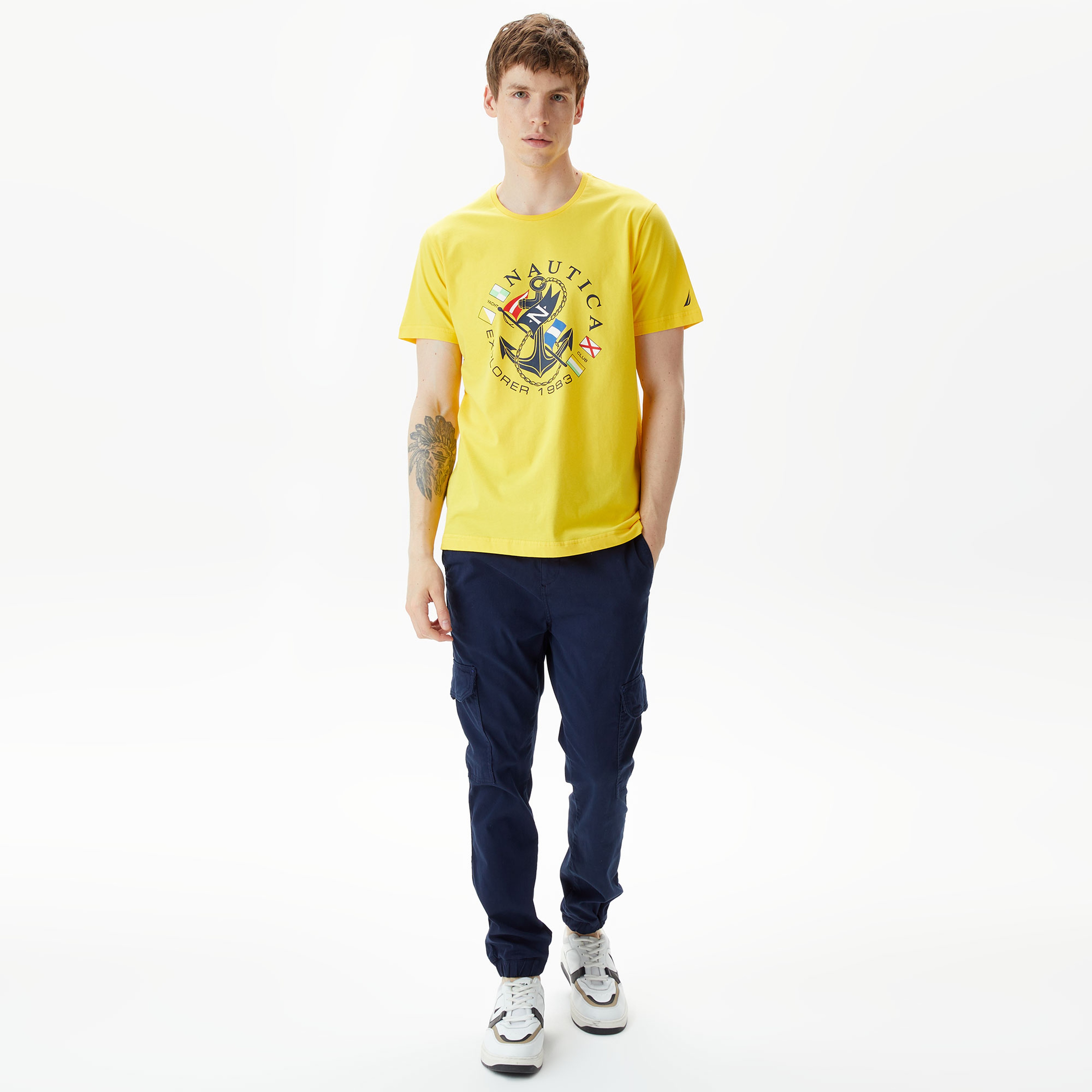 Nautica Erkek Sarı Standart Fit T-Shirt