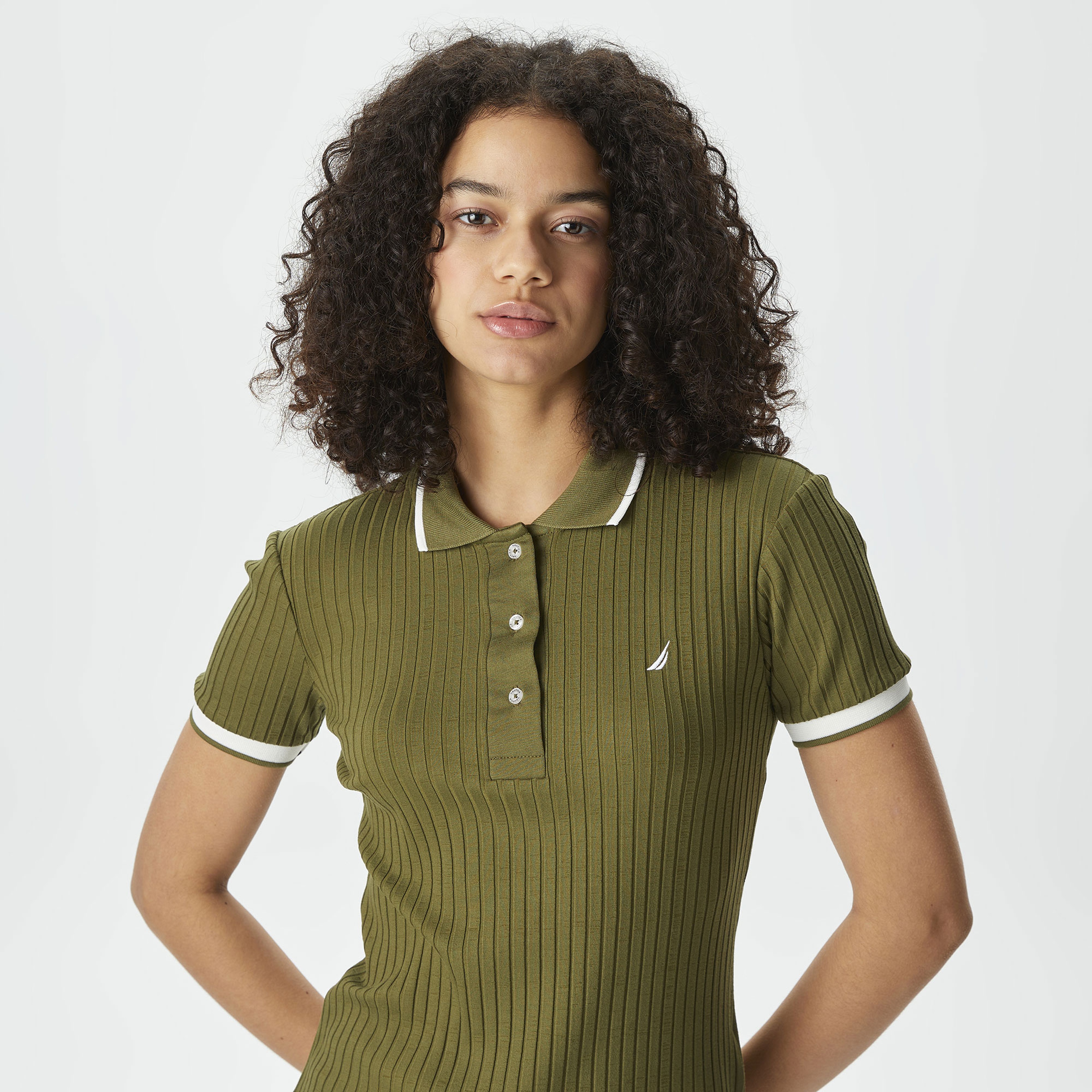 Nautica Kadın Yeşil Slim Fit Kısa Kollu Polo