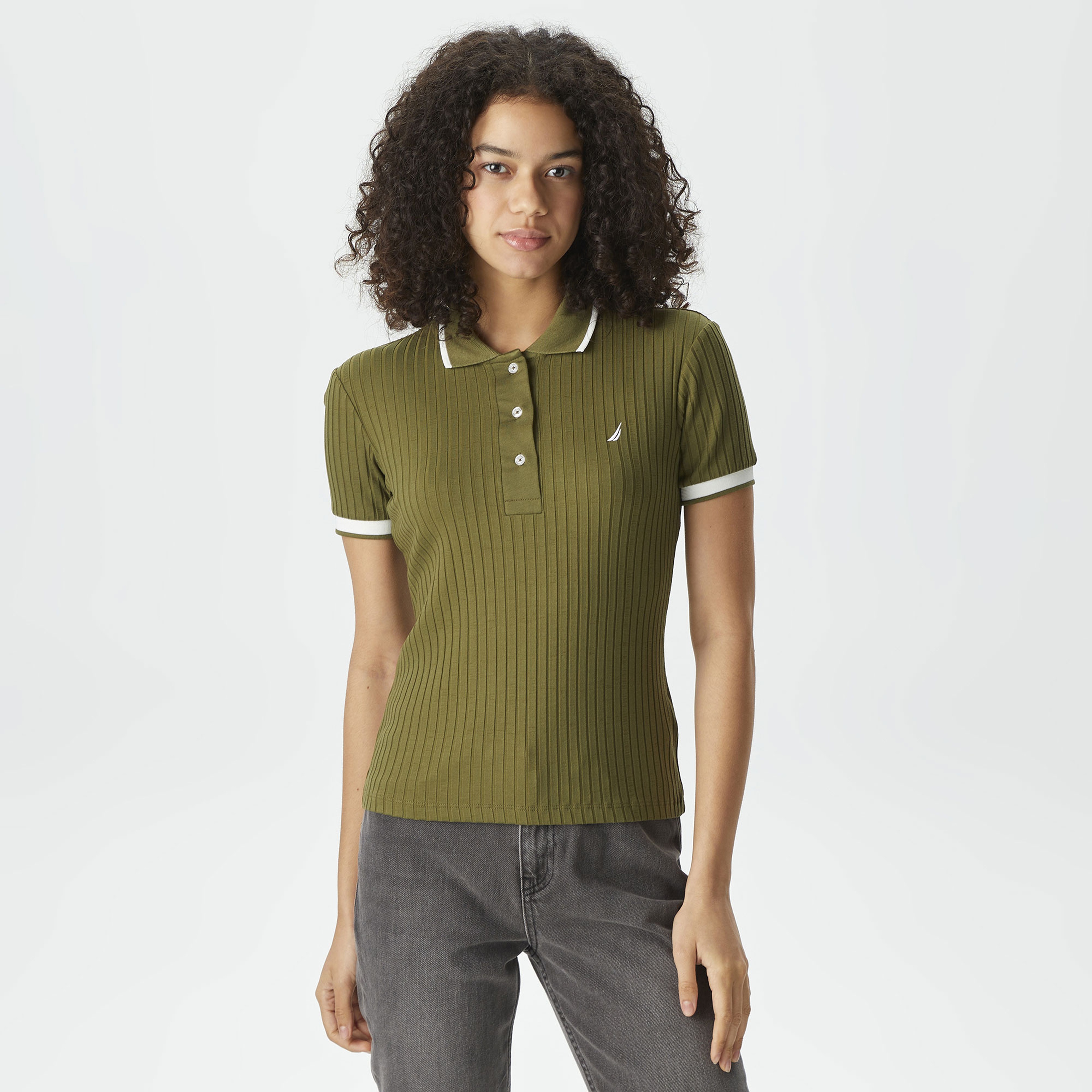 Nautica Kadın Yeşil Slim Fit Kısa Kollu Polo