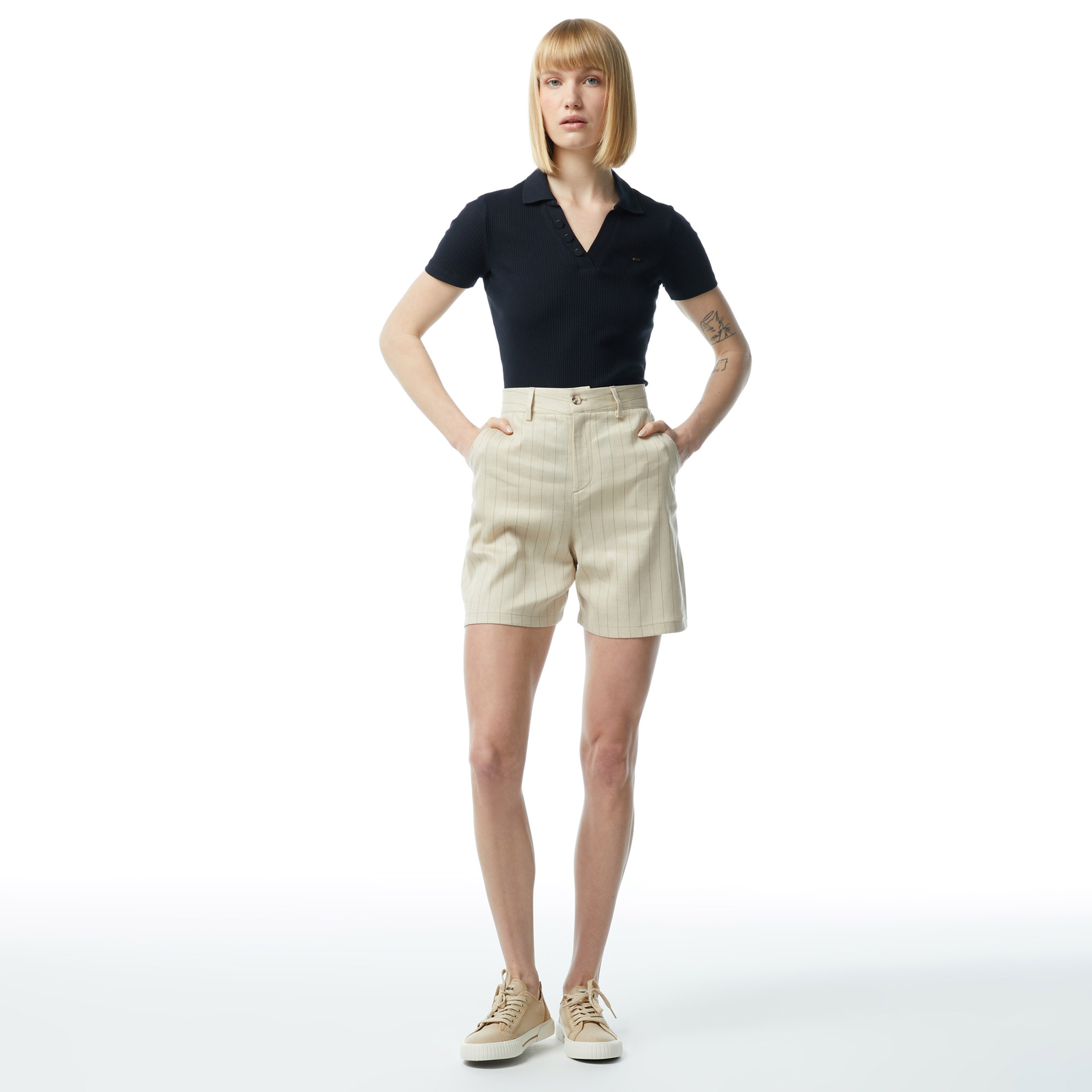 Nautica Kadın Siyah Slim Fit Kısa Kollu Polo