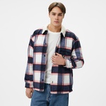 Tommy Jeans Check Sherpa Erkek Mavi Gömlek