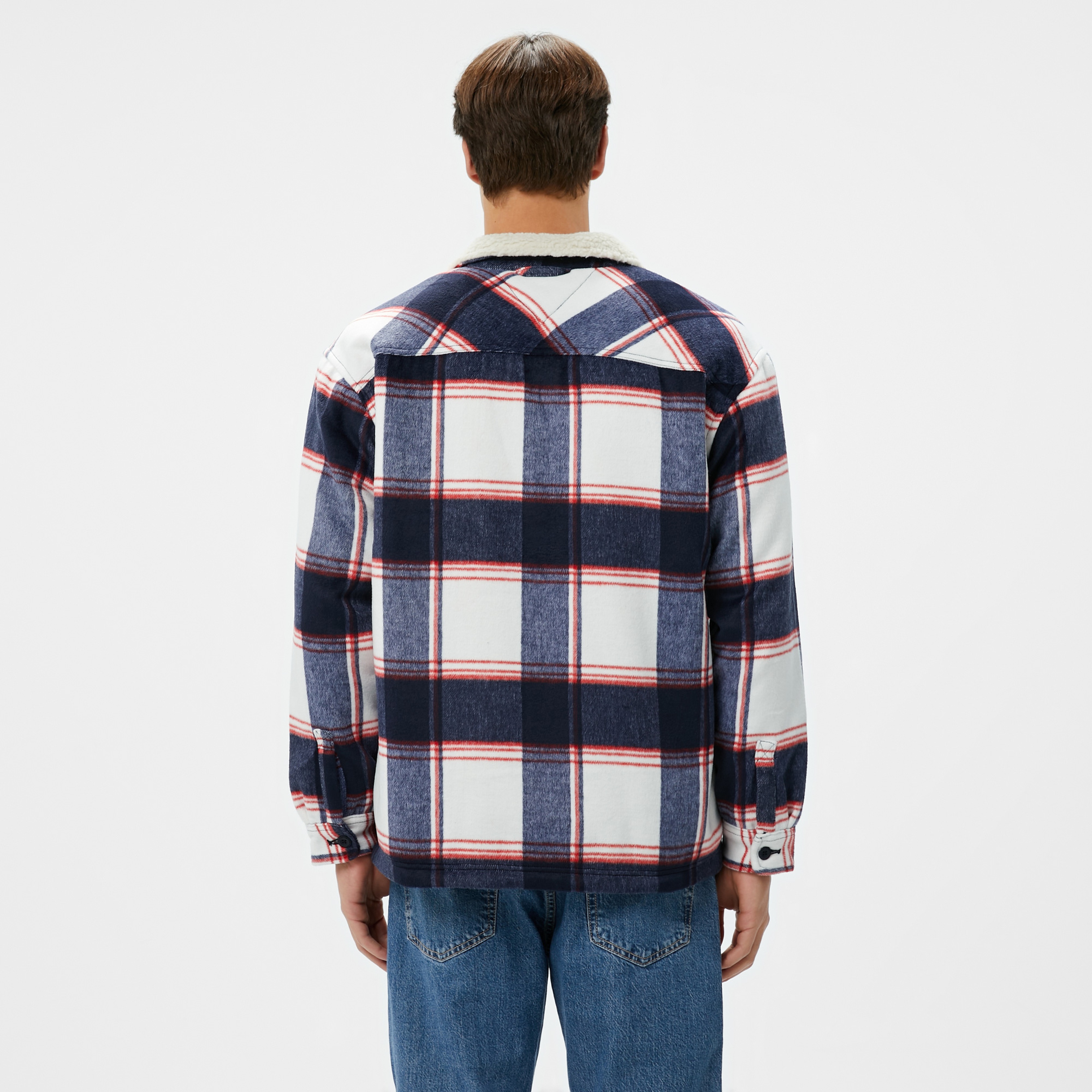 Tommy Jeans Check Sherpa Erkek Mavi Gömlek