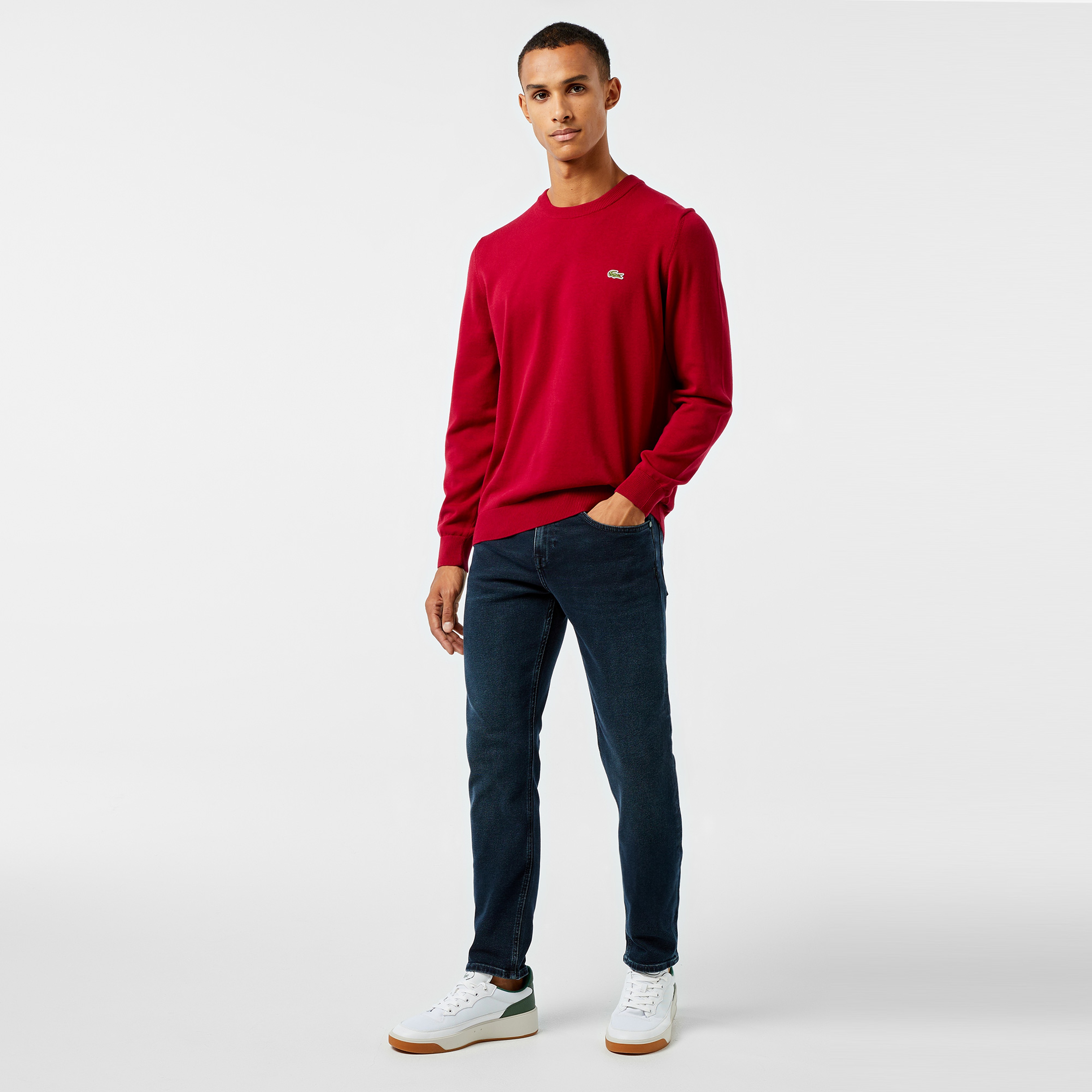 Erkek Regular Fit Bisiklet Yaka Organik Pamuk Kırmızı Kazak