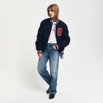 GANT Unisex Lacivert Hakim Yaka Logolu Bomber Ceket