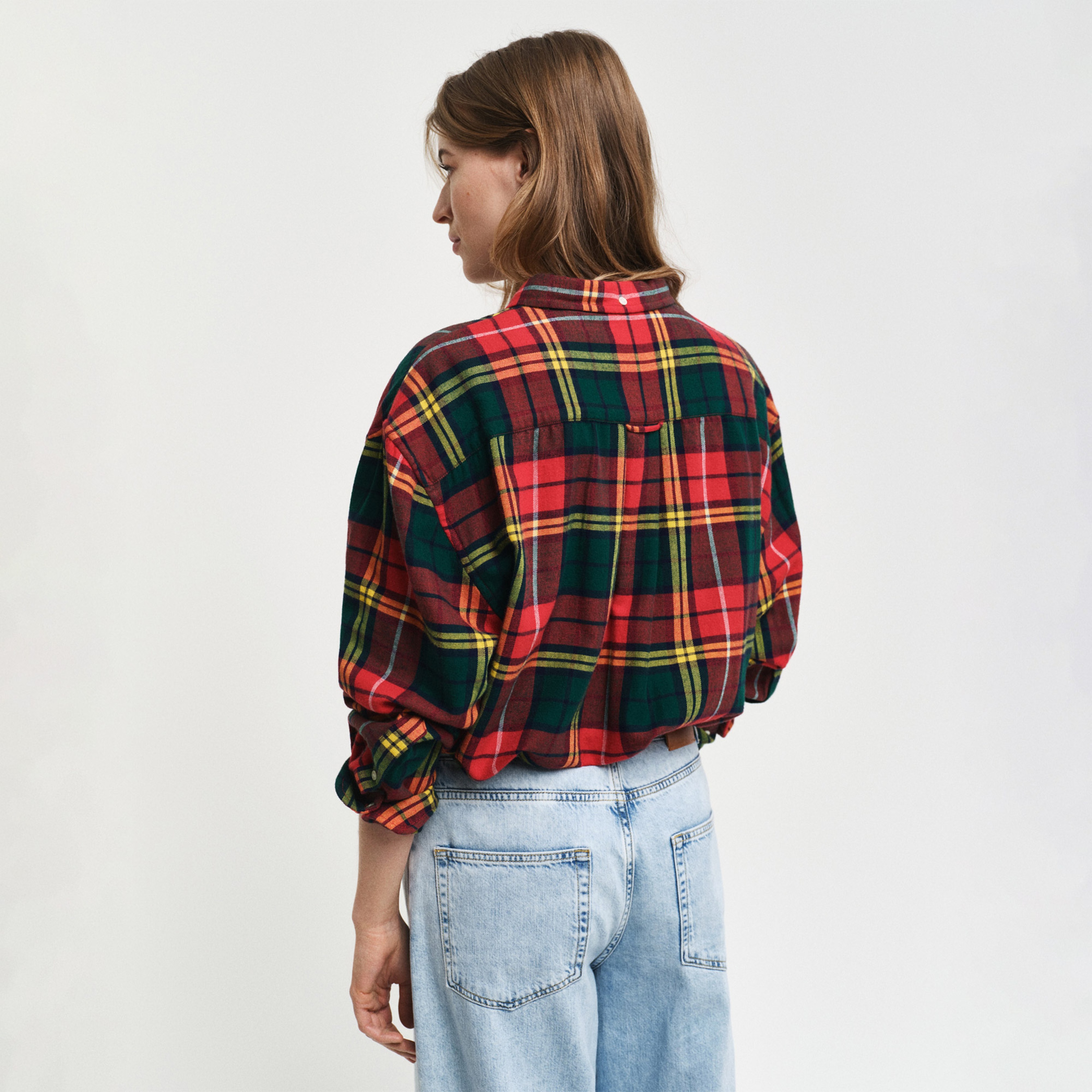 GANT Erkek Kırmızı Regular Fit Düğmeli Yaka Kareli Gömlek