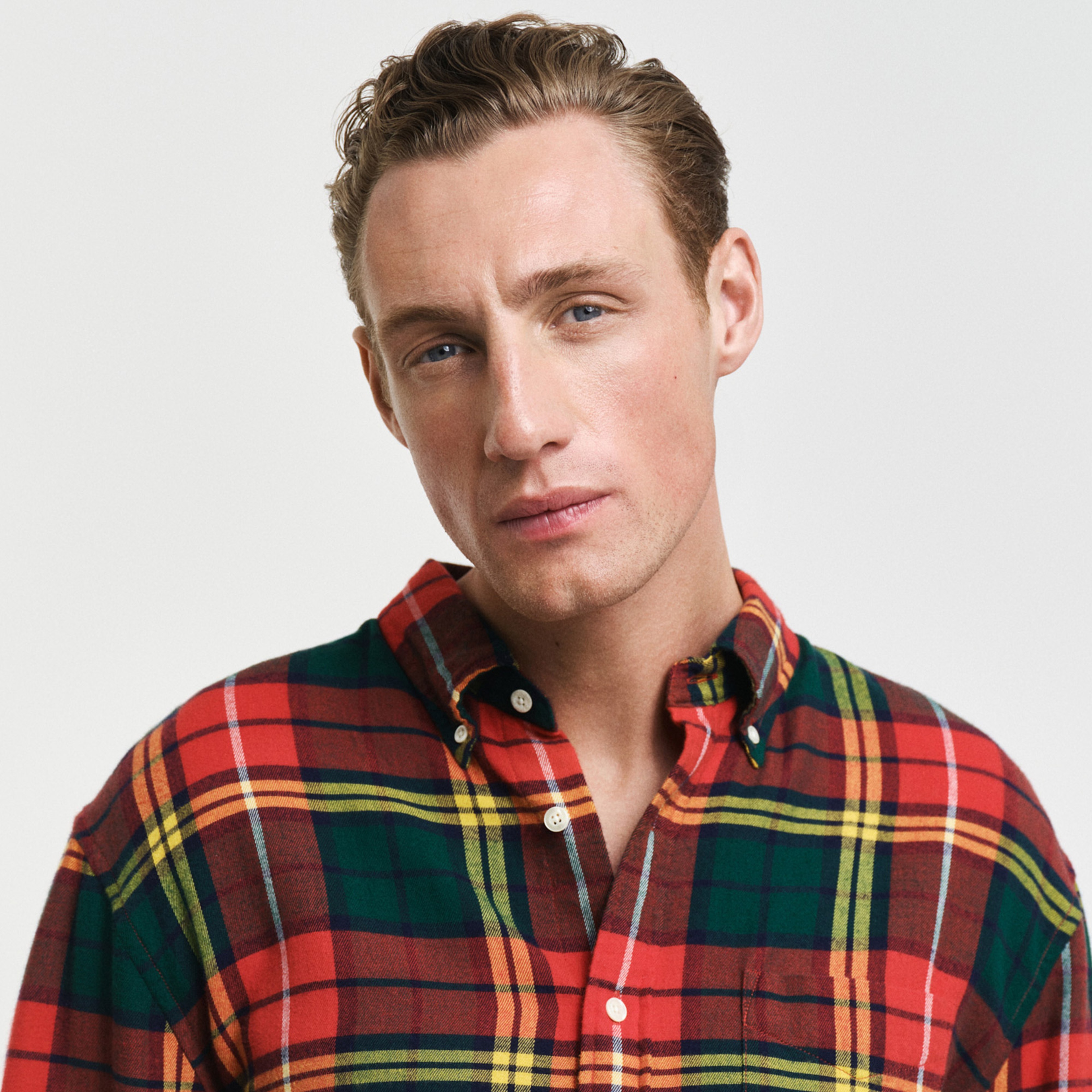 GANT Erkek Kırmızı Regular Fit Düğmeli Yaka Kareli Gömlek