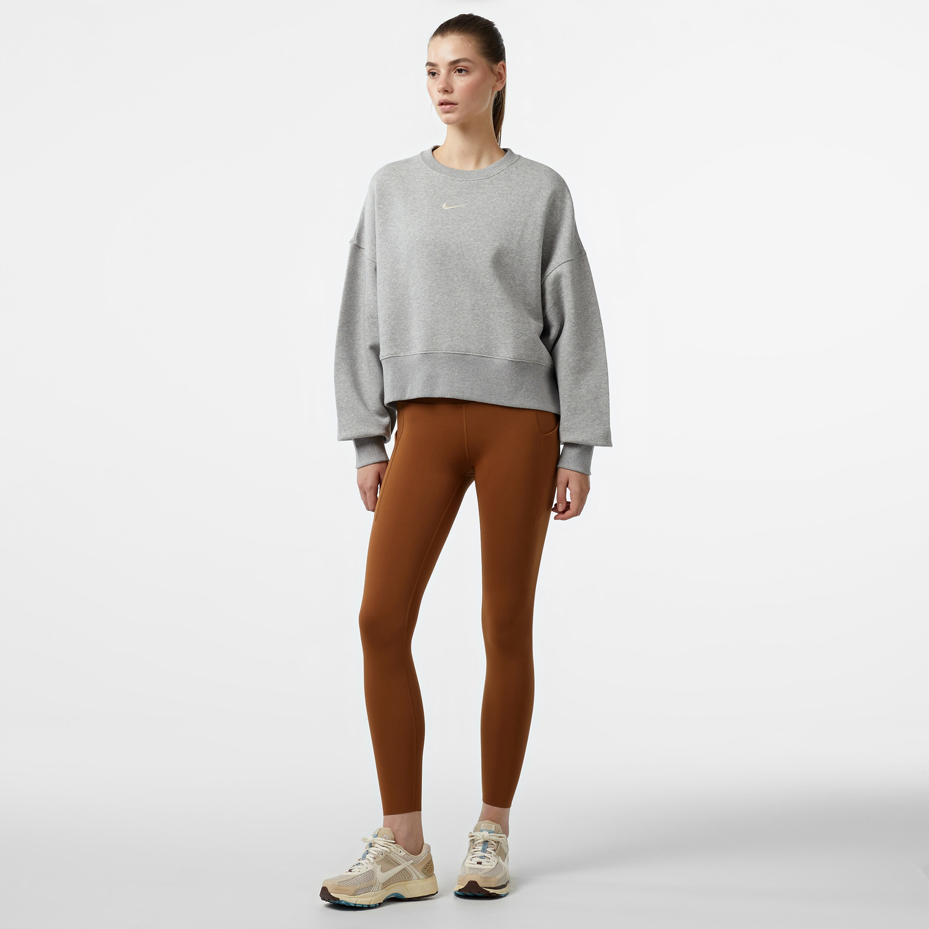 Nike Sportswear Phoenix Fleece Oversized Crew Kadın Gri Eşofman Üstü