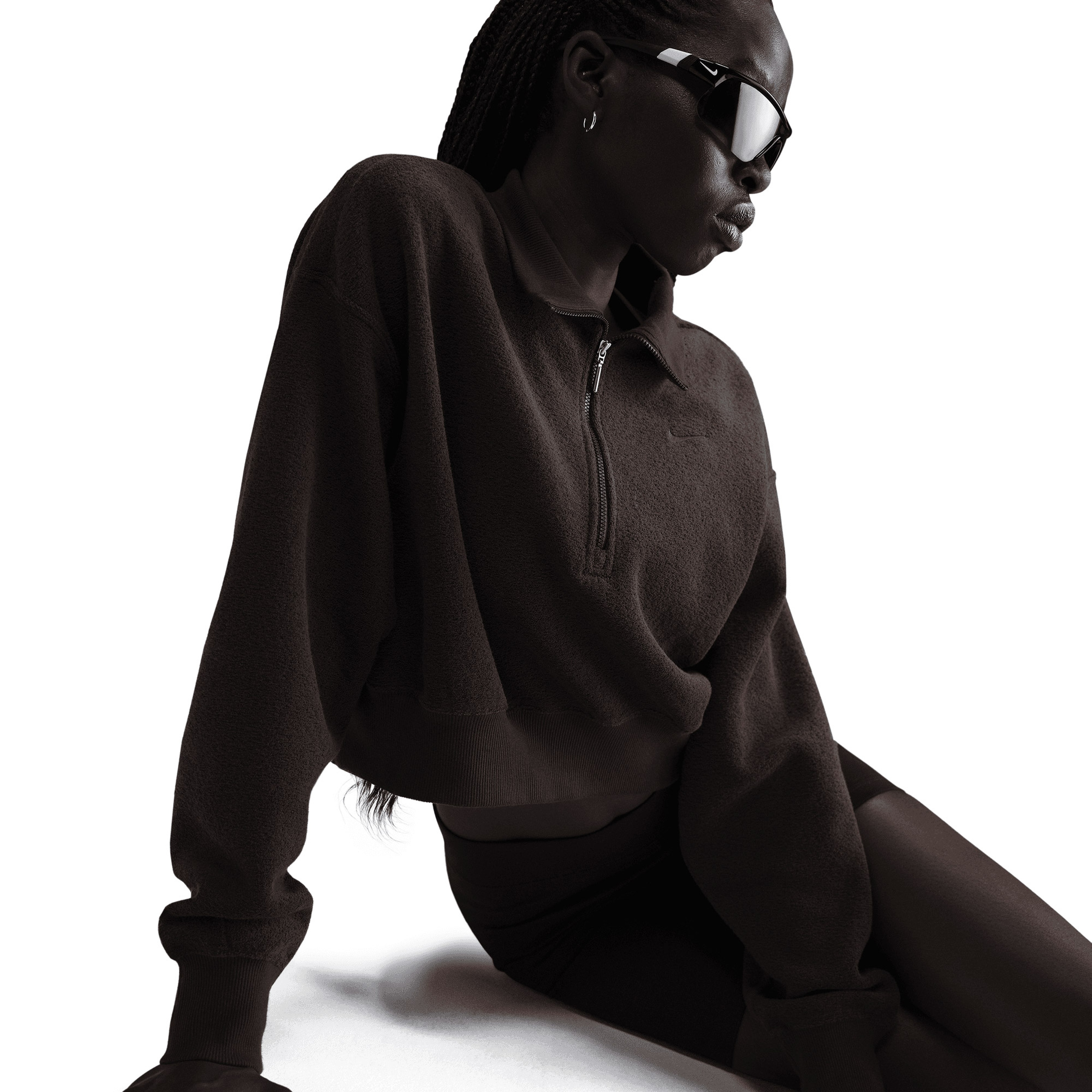 Nike Sportswear Phoenix Plushed 1/4 Zipped Kadın Kahverengi Sweatshirt