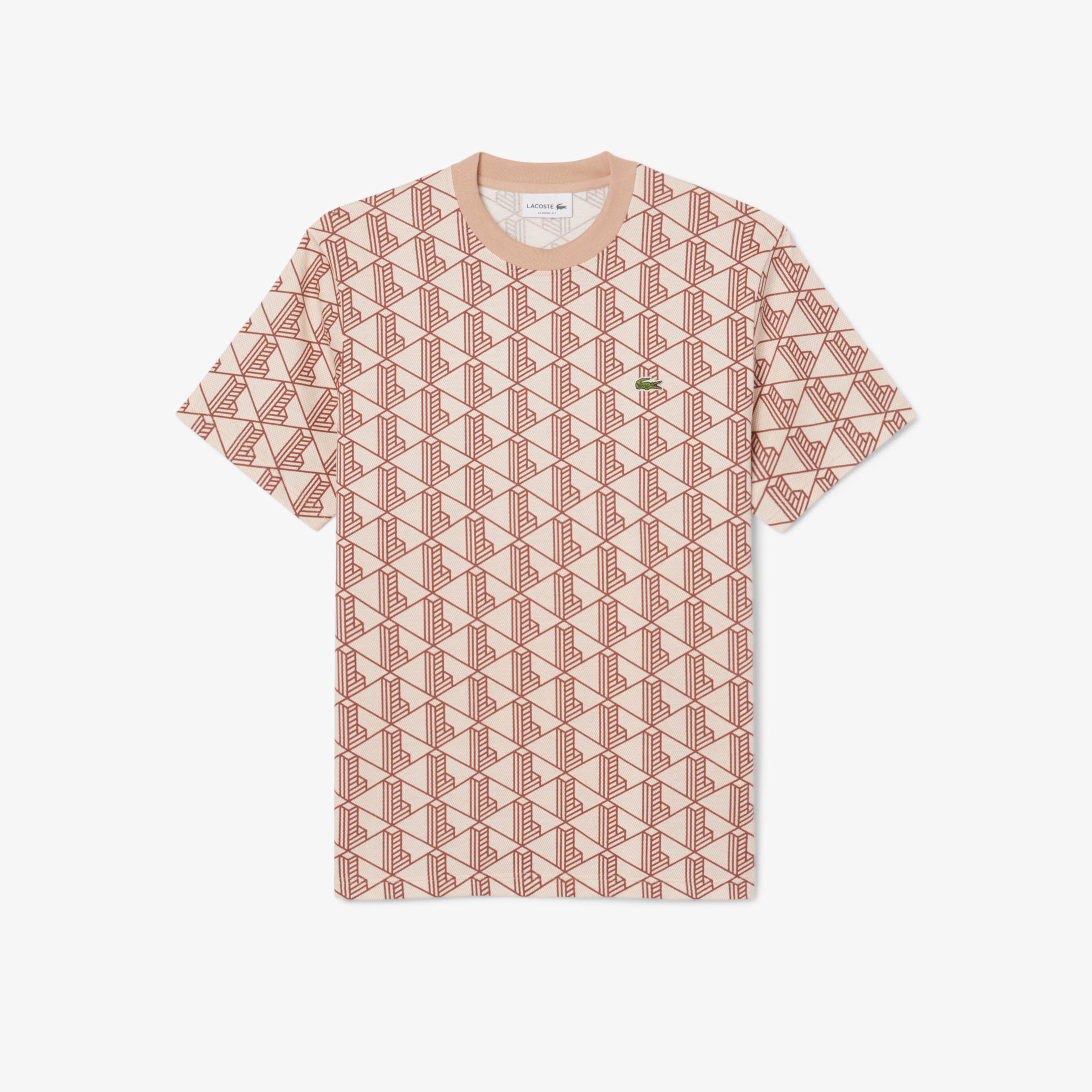 Lacoste Relaxed Fit Monogram Erkek Kahverengi T-Shirt