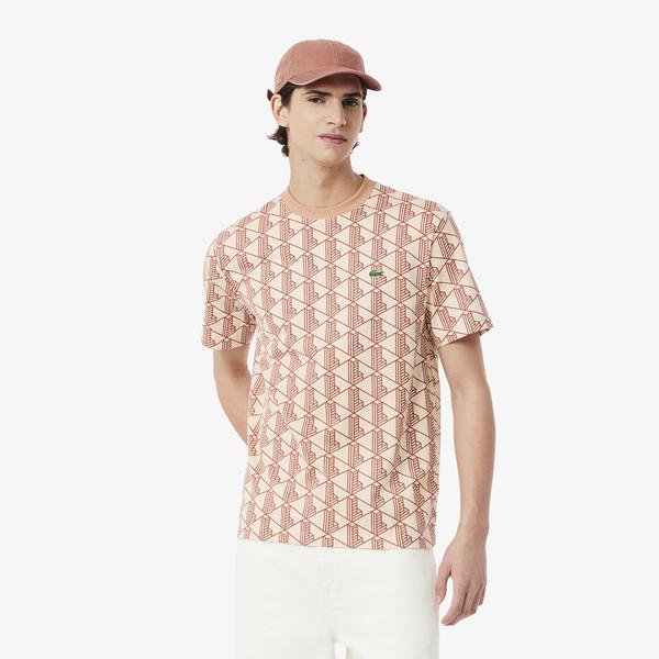 Lacoste Relaxed Fit Monogram Erkek Kahverengi T-Shirt