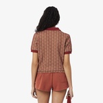 Lacoste Slim Fit Monogram Kadın Kahverengi Polo
