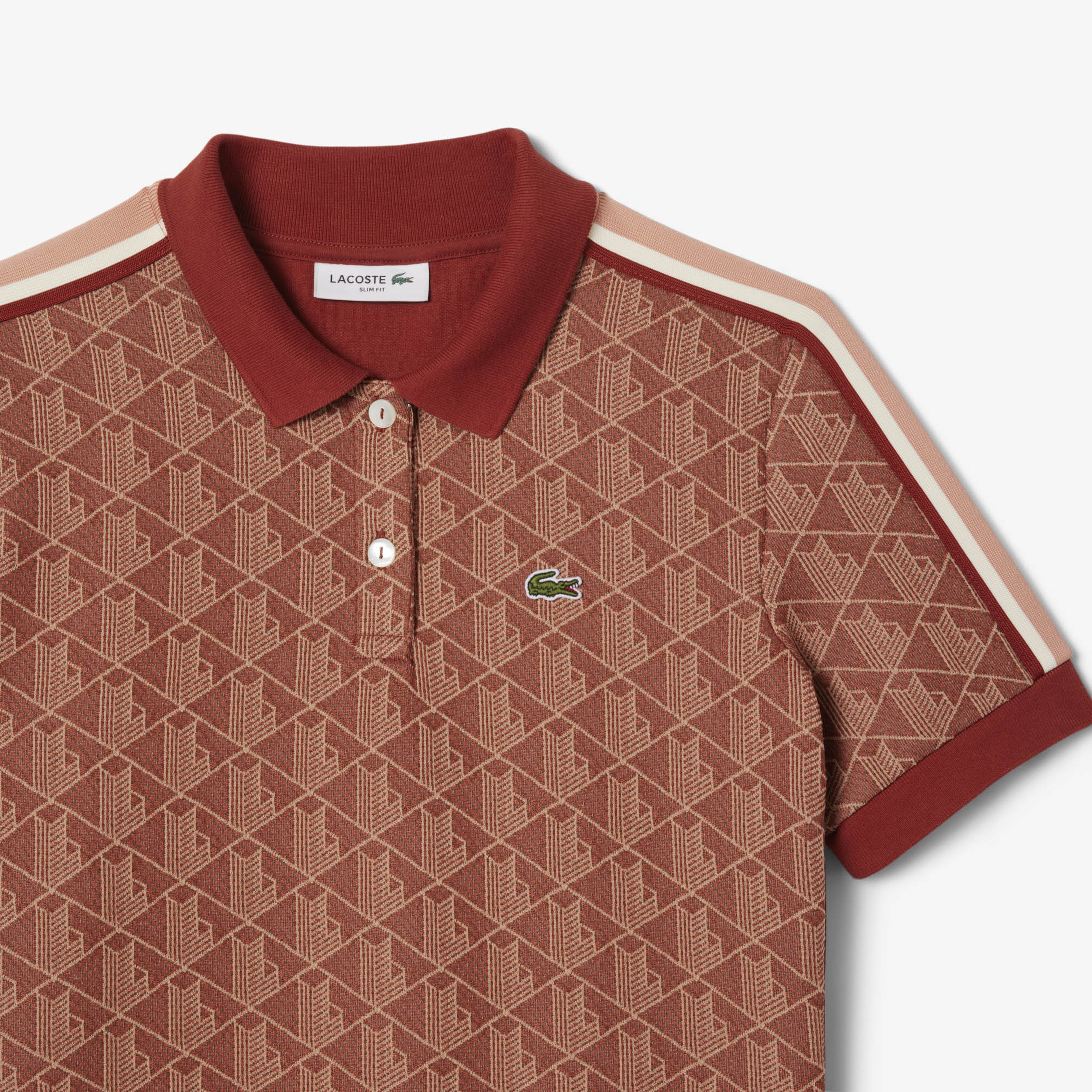 Lacoste Slim Fit Monogram Kadın Kahverengi Polo