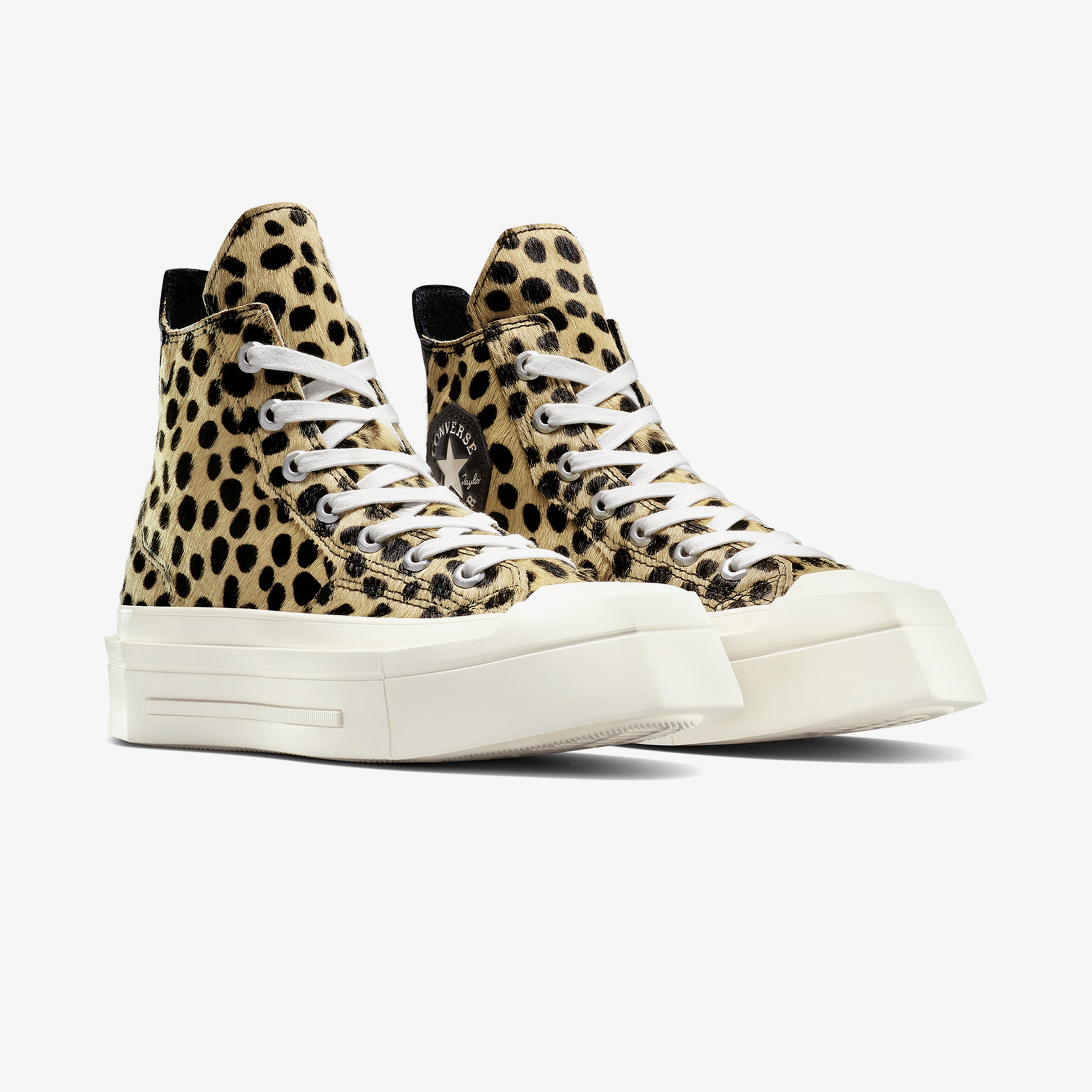 Converse Chuck 70 Leopard Print De Luxe Squared Unisex Siyah Platform Sneaker