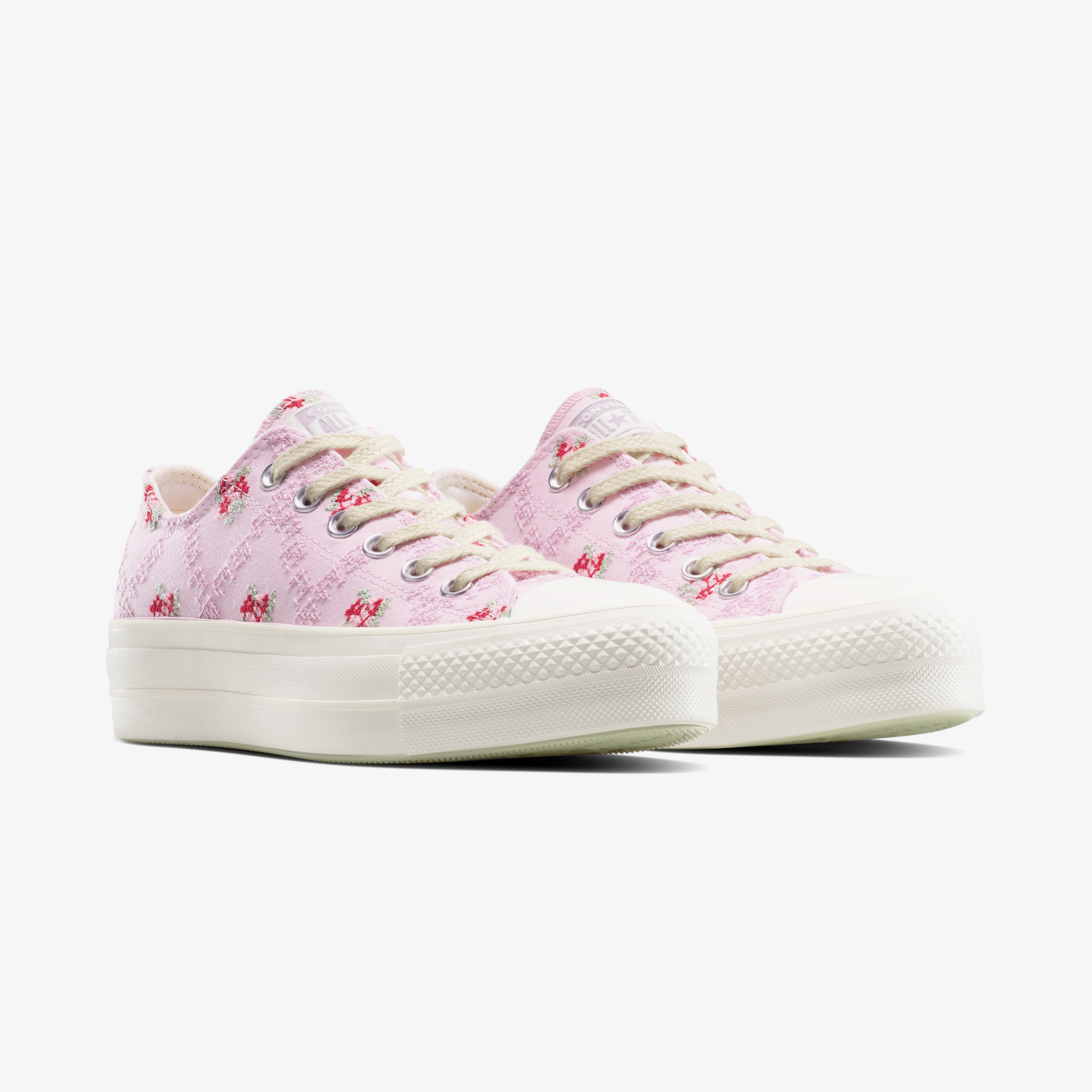 Converse Chuck Taylor All Star Lift Rose Cross Stitch Unisex Pembe Platform Sneaker