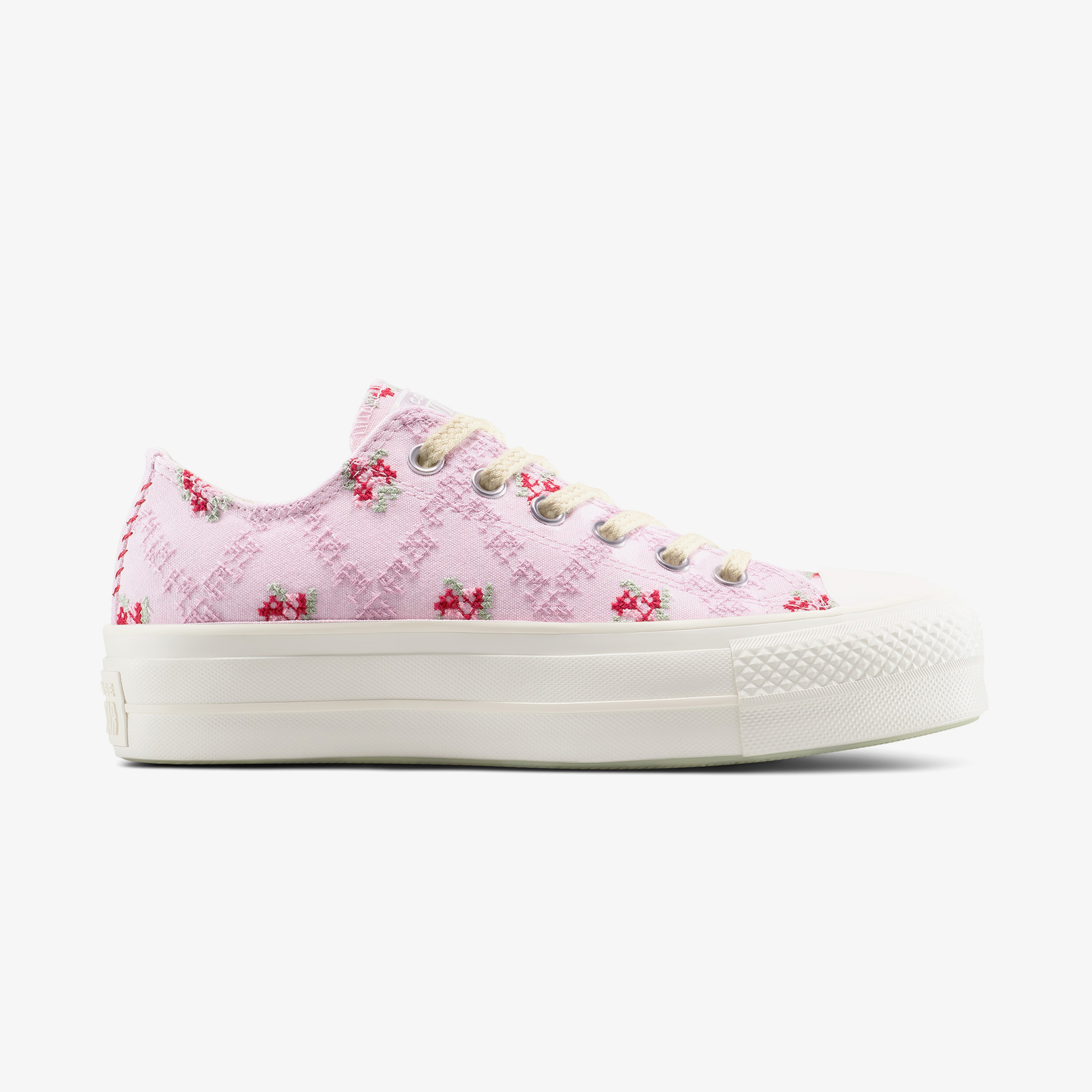 Converse Chuck Taylor All Star Lift Rose Cross Stitch Unisex Pembe Platform Sneaker