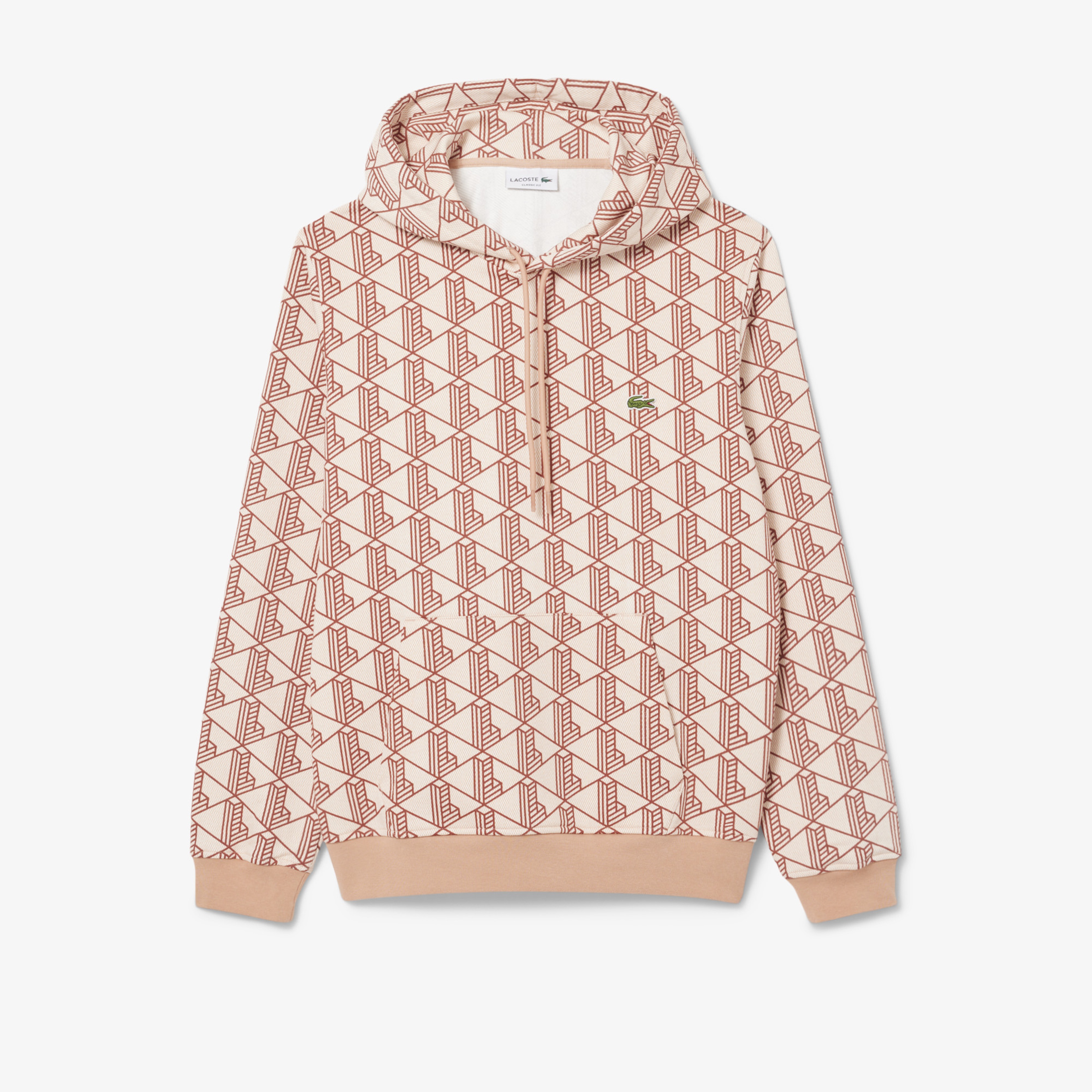 Lacoste Relaxed Fit Monogram Erkek Kahverengi Sweatshirt