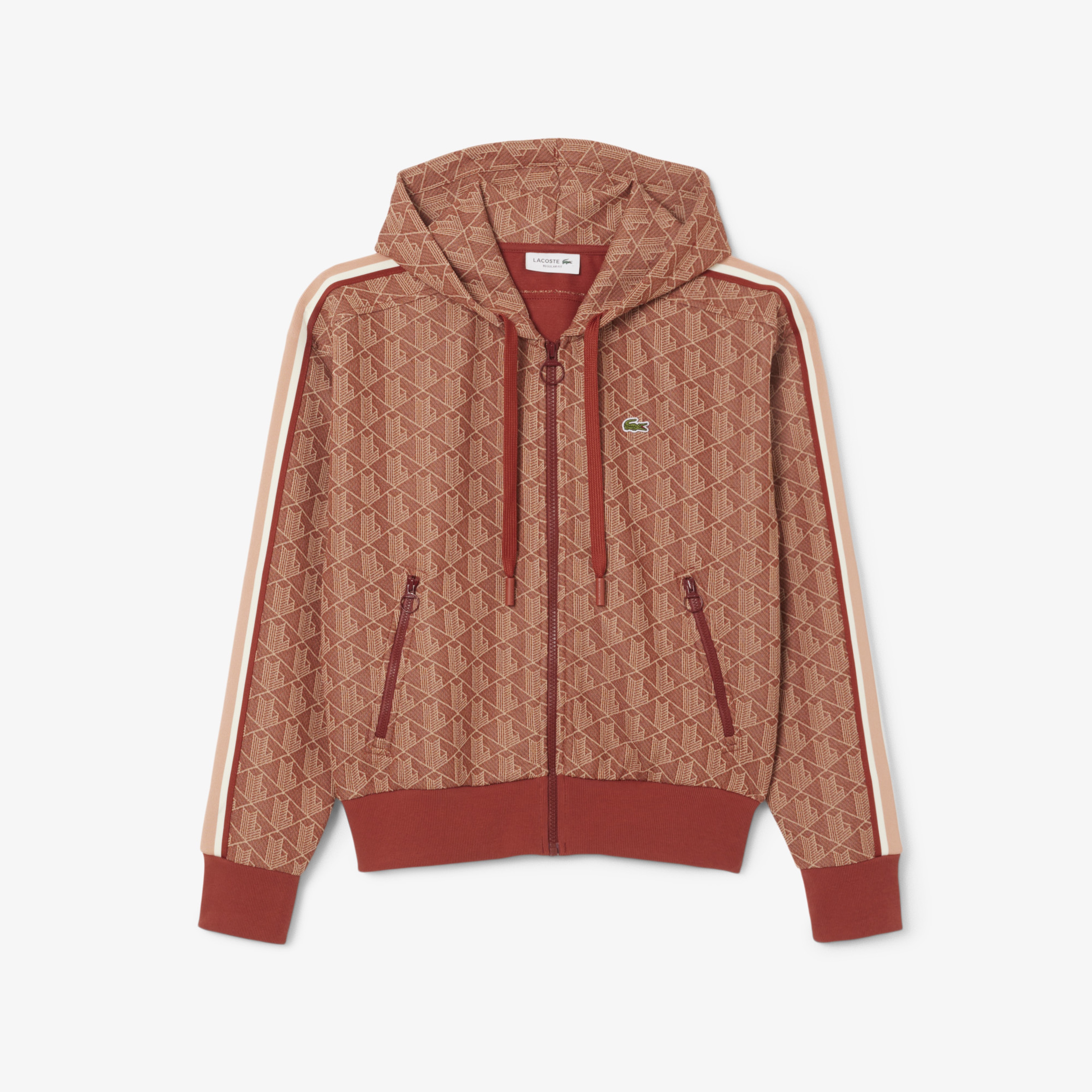 Lacoste Classic Fit Monogram Kadın Kahverengi Sweatshirt