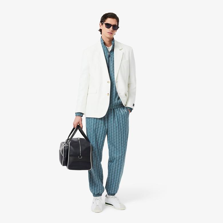 Lacoste Relaxed Fit Monogram Erkek Mavi Ceket