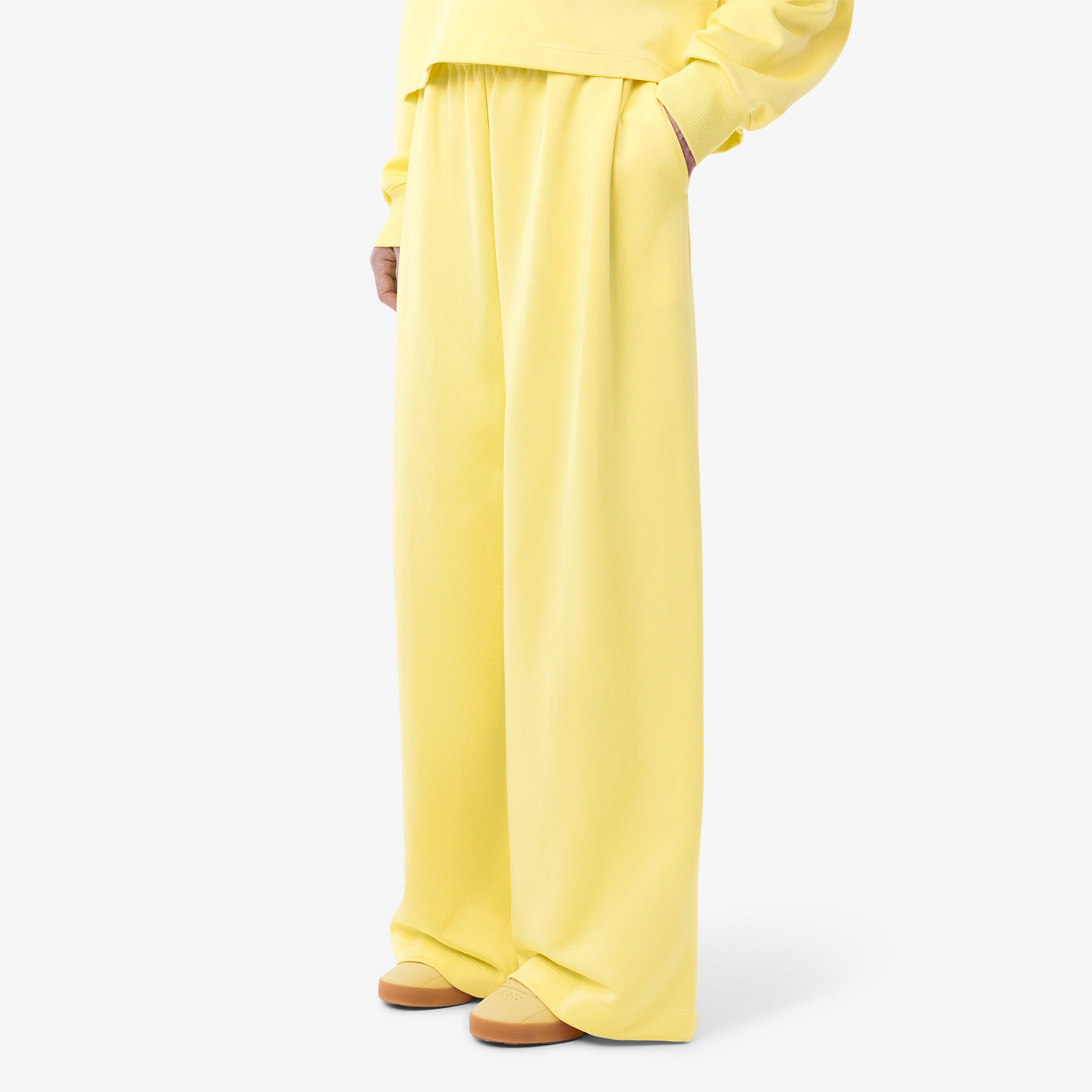 SS25 RUNWAY Erkek Oversize Fit Saten Sarı Eşofman Altı