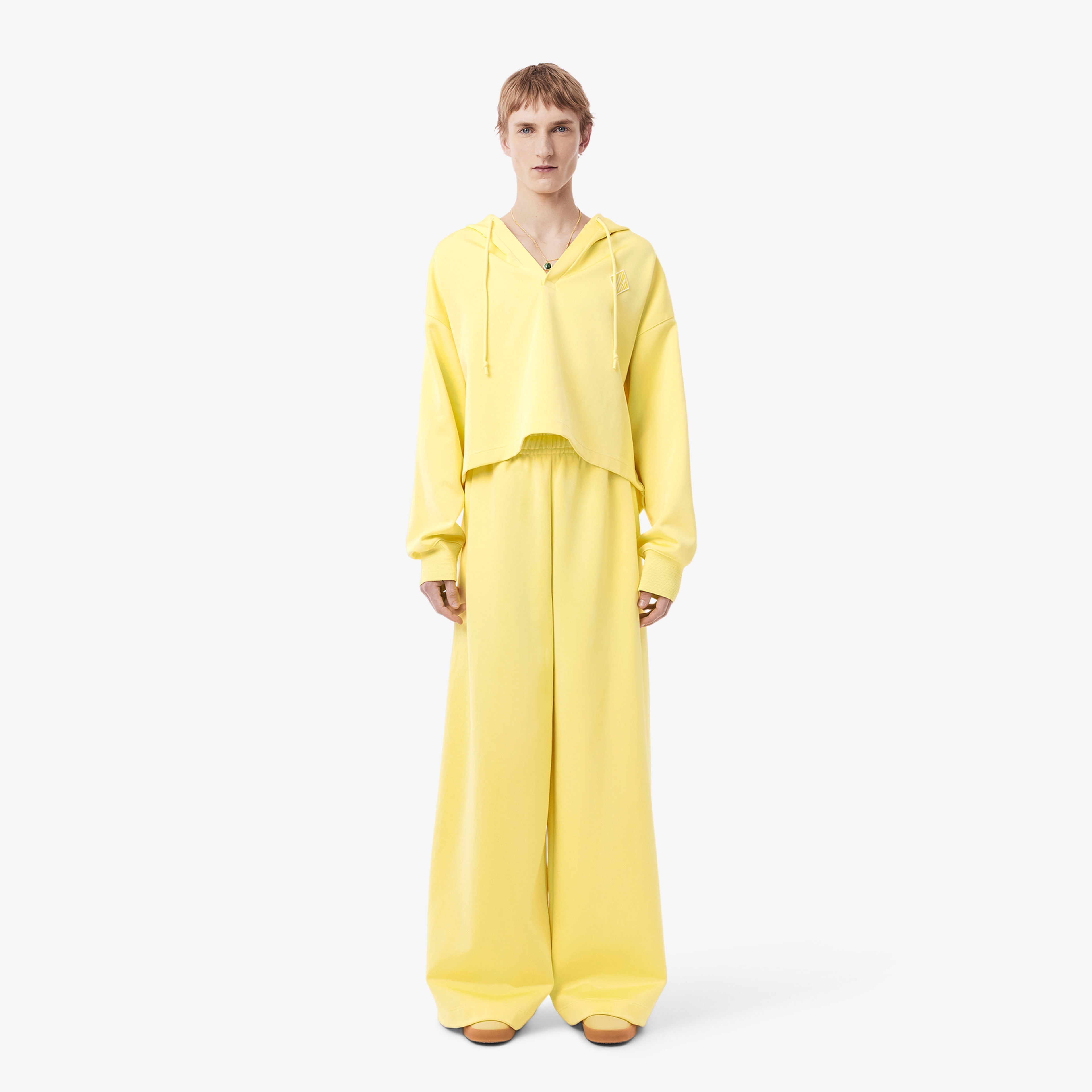 SS25 RUNWAY Erkek Oversize Fit Saten Sarı Eşofman Altı