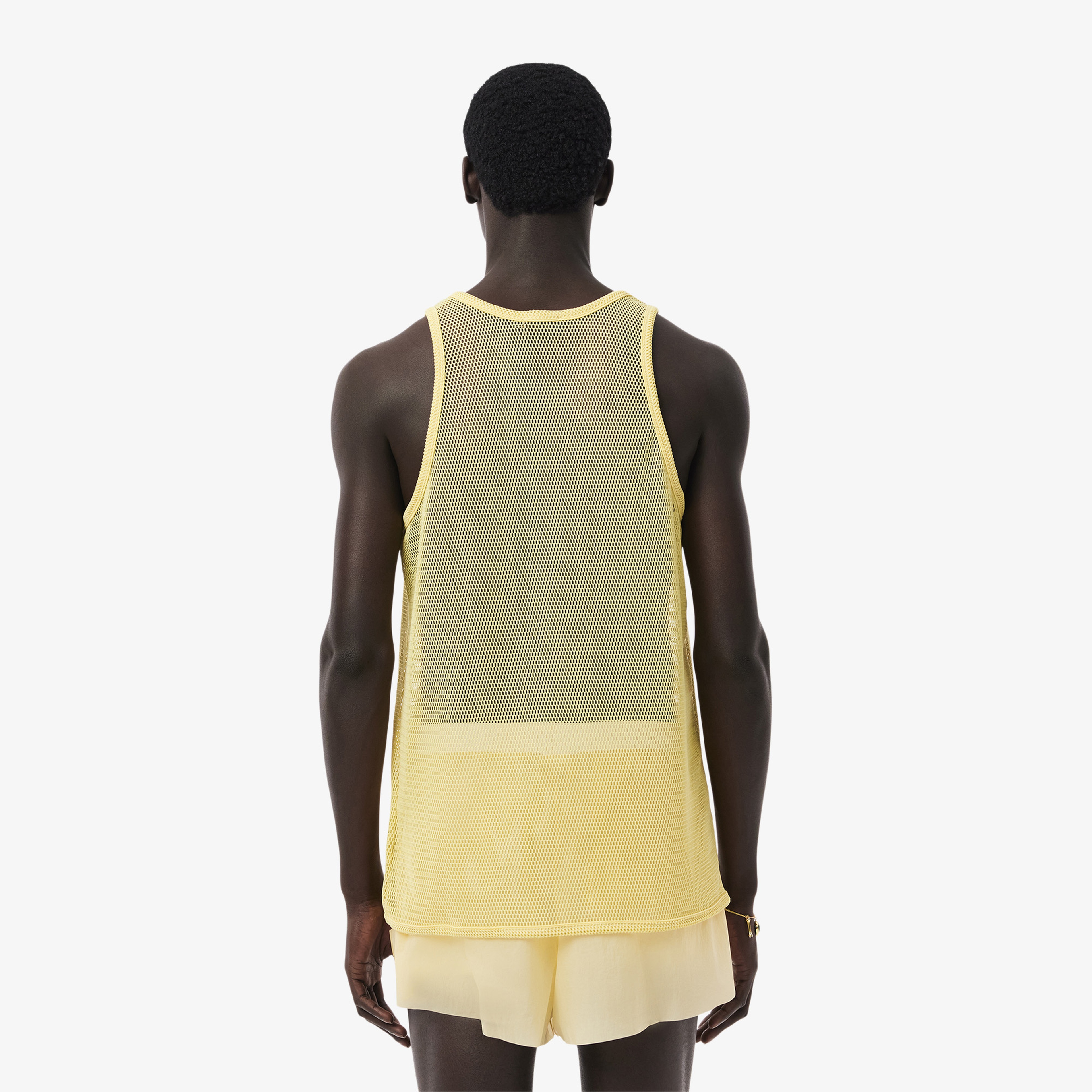 SS25 RUNWAY Erkek Slim Fit Kolsuz Bisiklet Yaka Sarı T-Shirt