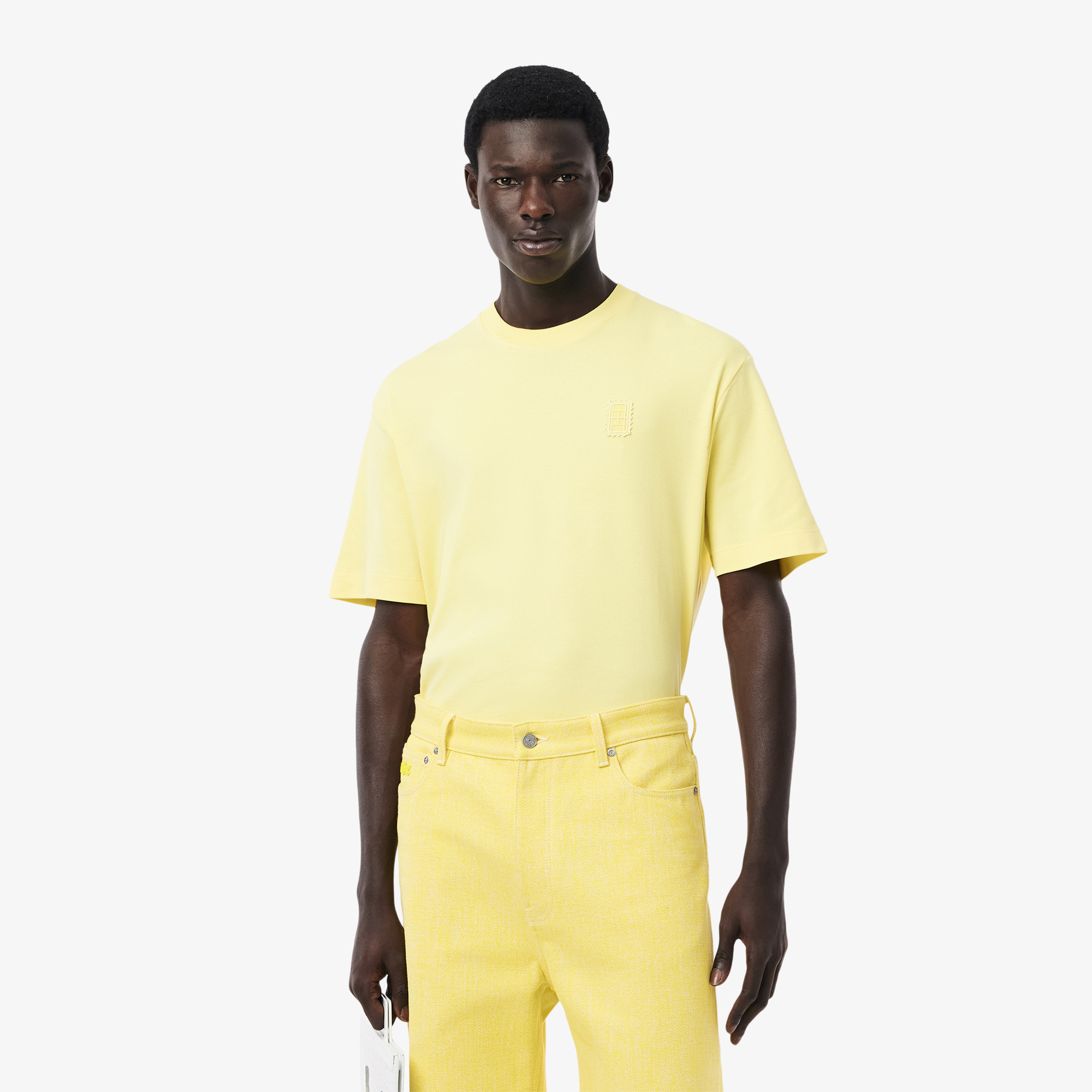 SS25 RUNWAY Erkek Oversize Fit Bisiklet Yaka Sarı T-Shirt