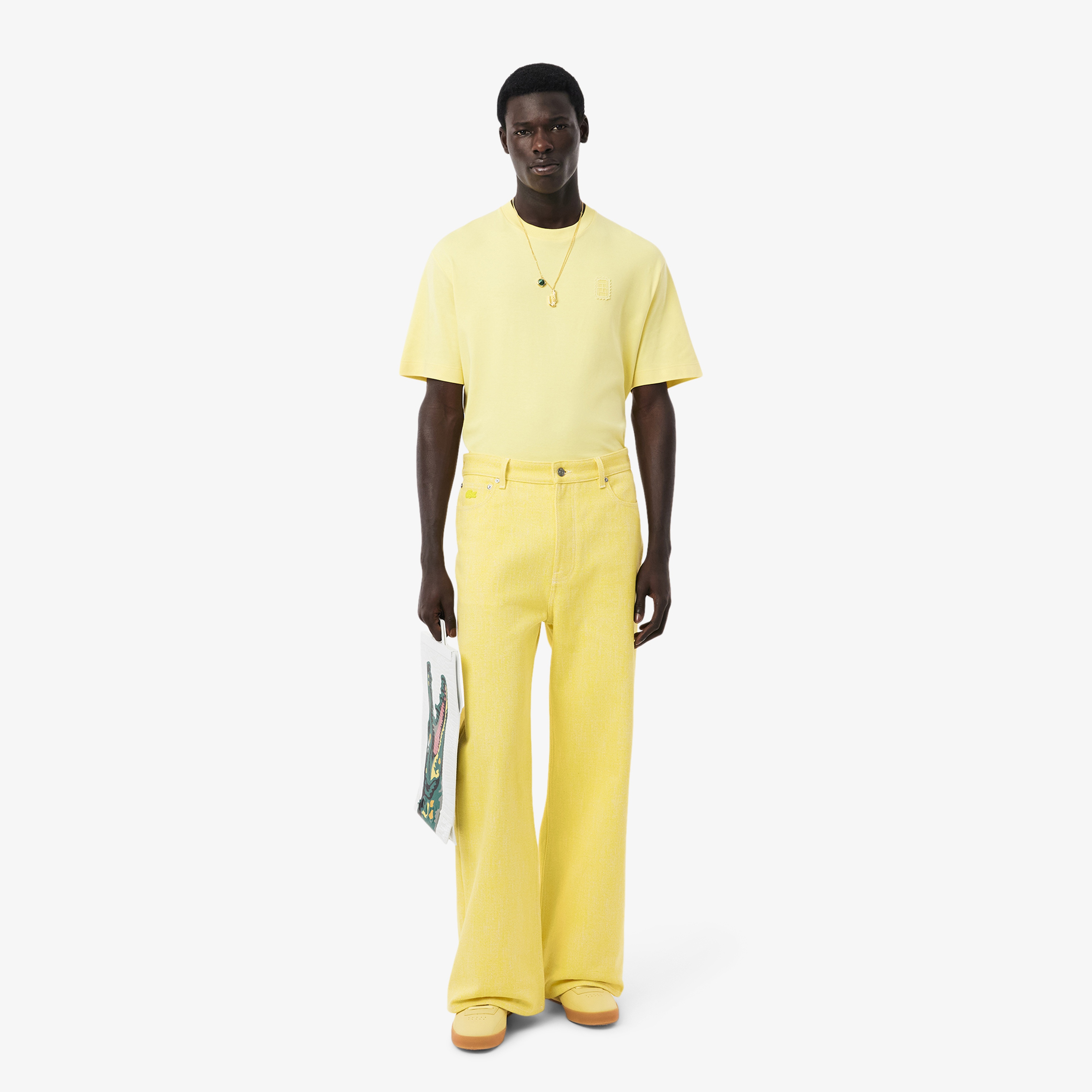 SS25 RUNWAY Erkek Oversize Fit Bisiklet Yaka Sarı T-Shirt