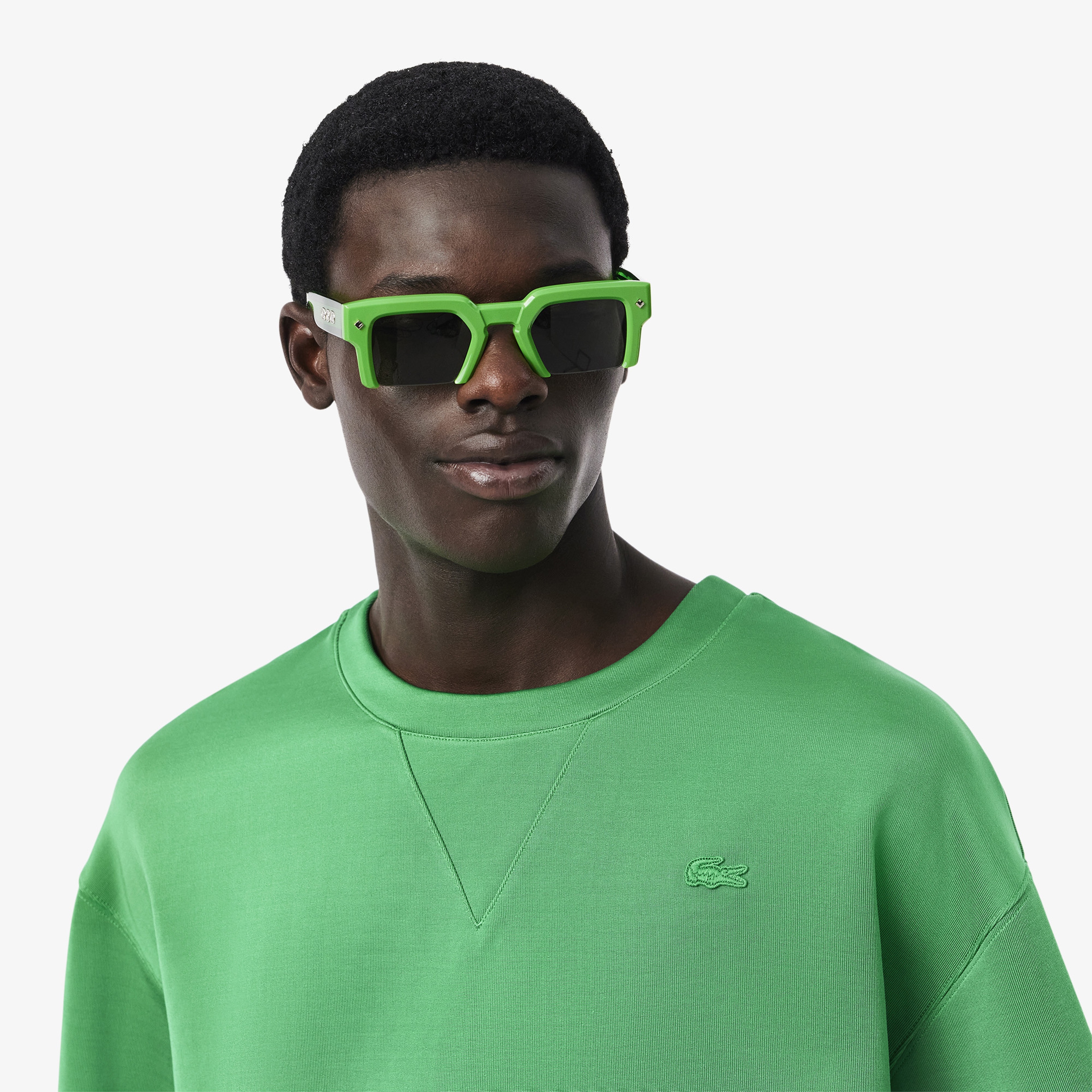 SS25 RUNWAY Erkek Oversize Fit Kısa Kollu Bisiklet Yaka Yeşil Sweatshirt