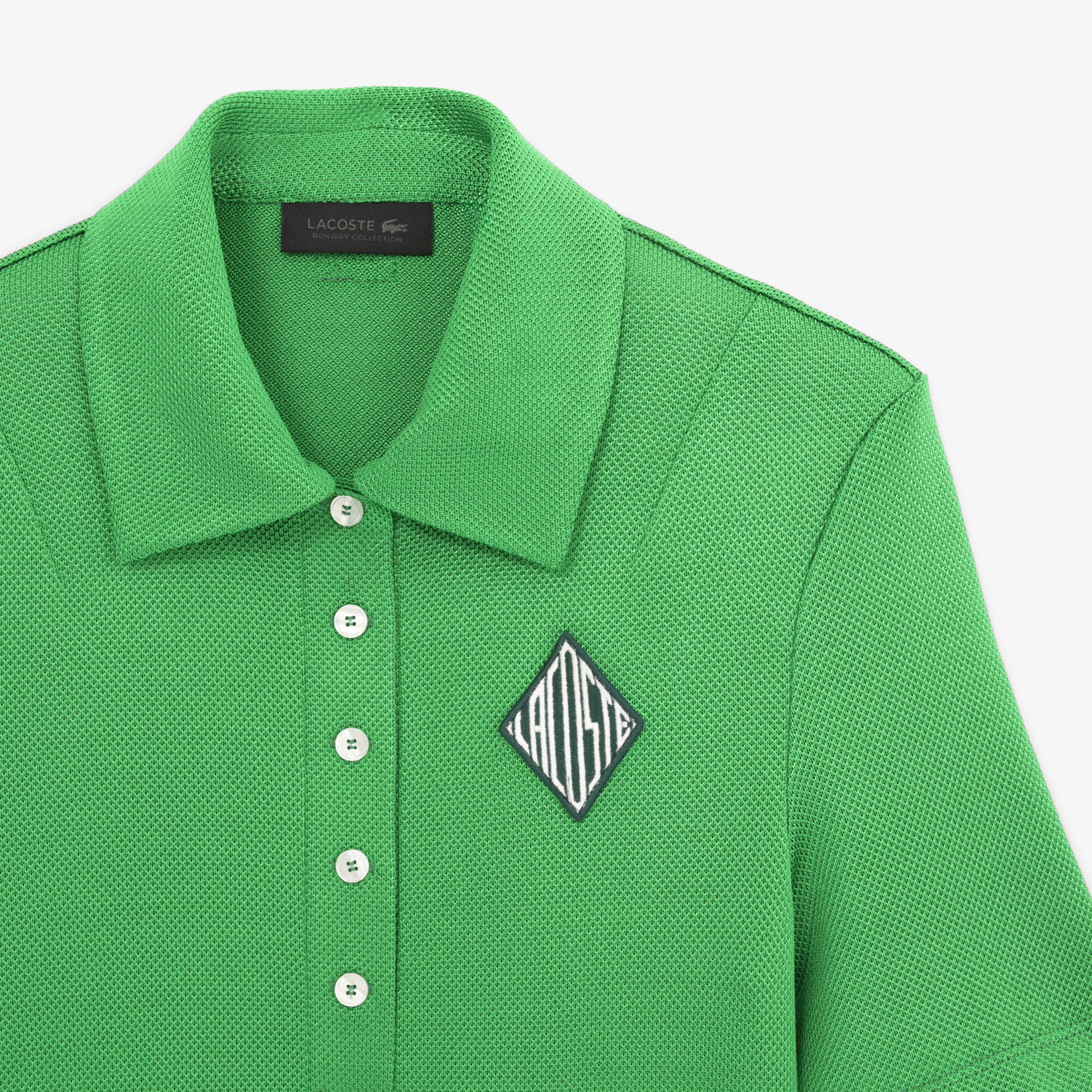 SS25 RUNWAY Kadın Slim Fit Saten Yeşil Polo